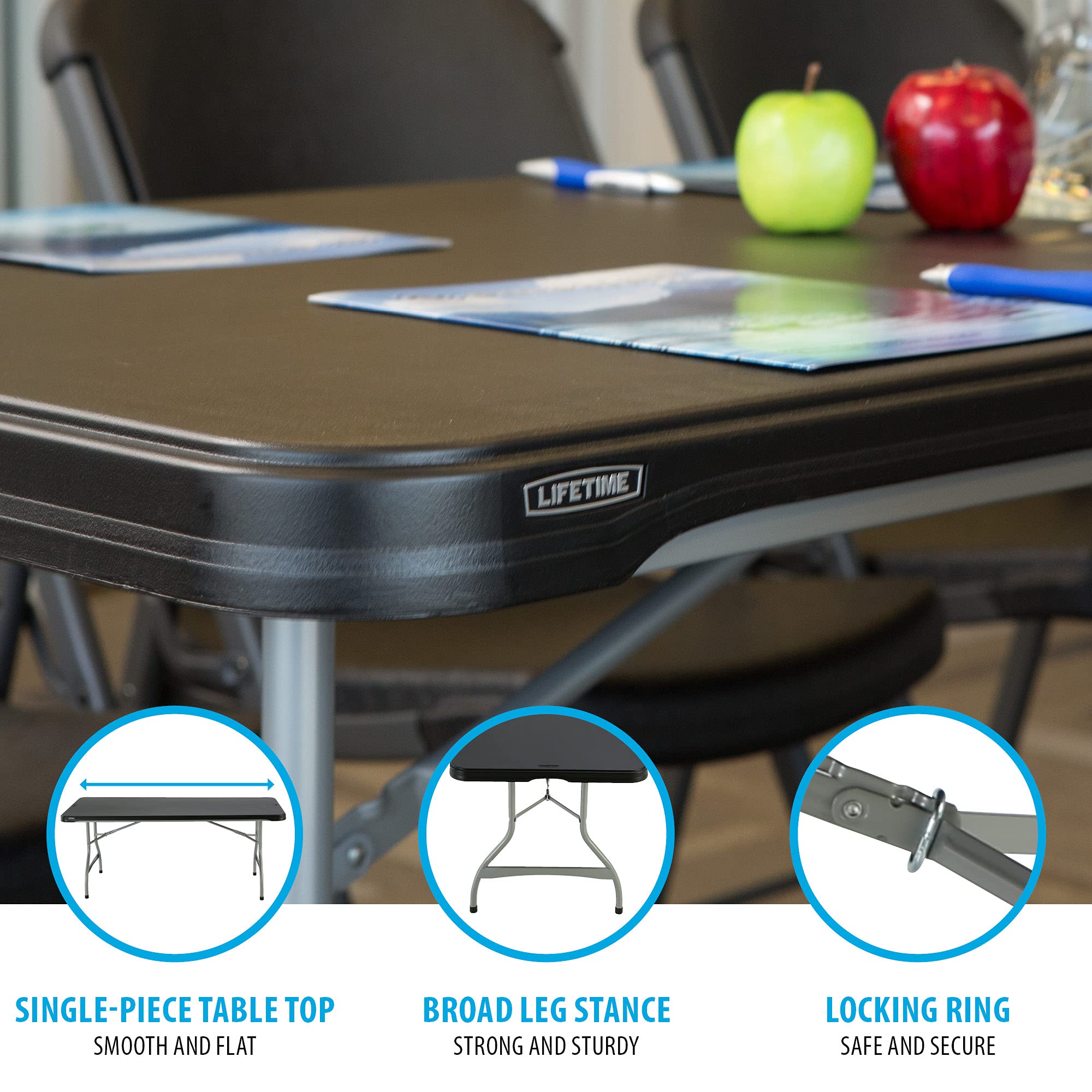 280350 LIFETIME Products Commercial Stacking Folding Table, 6', Black
