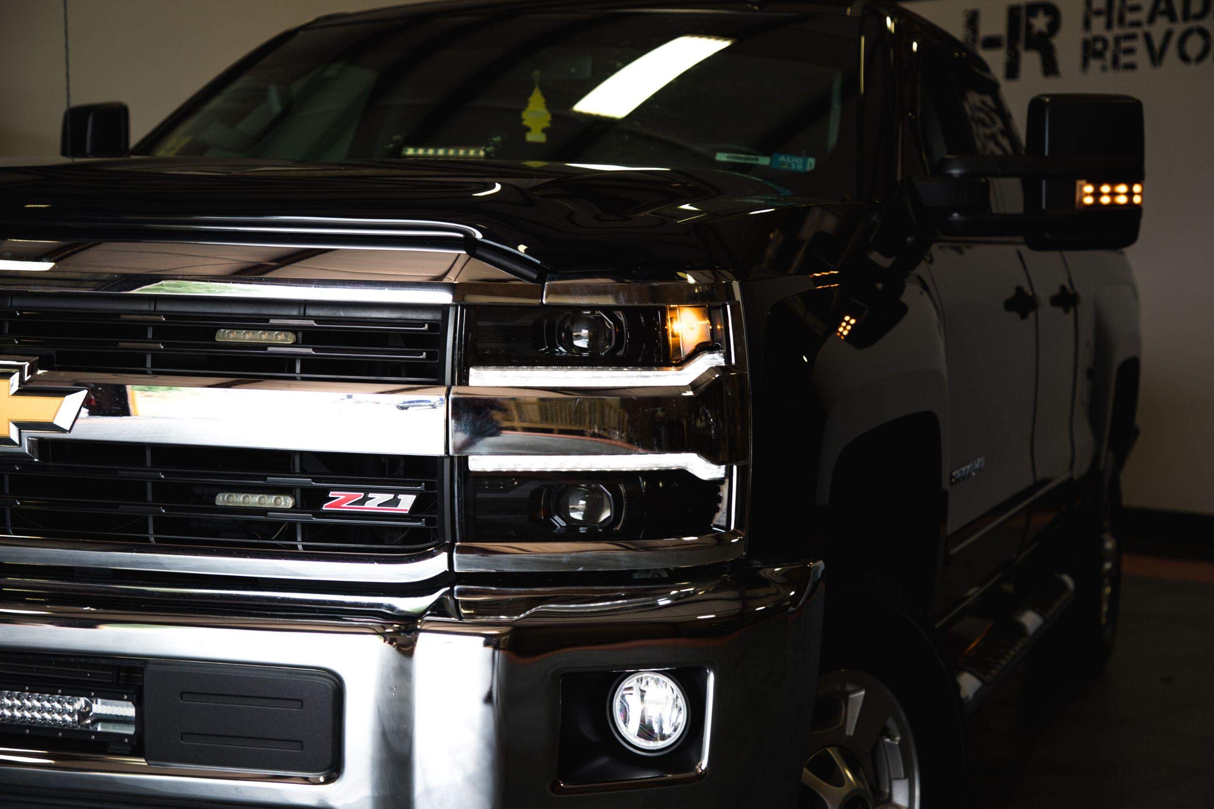 Morimoto LED XB Headlights (Black Bezel), Fits 2015-2019 Chevrolet Silverado HD, Plug and Play Upgrade, DOT Approved Assembly with Switchback Sequential Turn Signals & UV Coated Lens (1x LF541)
