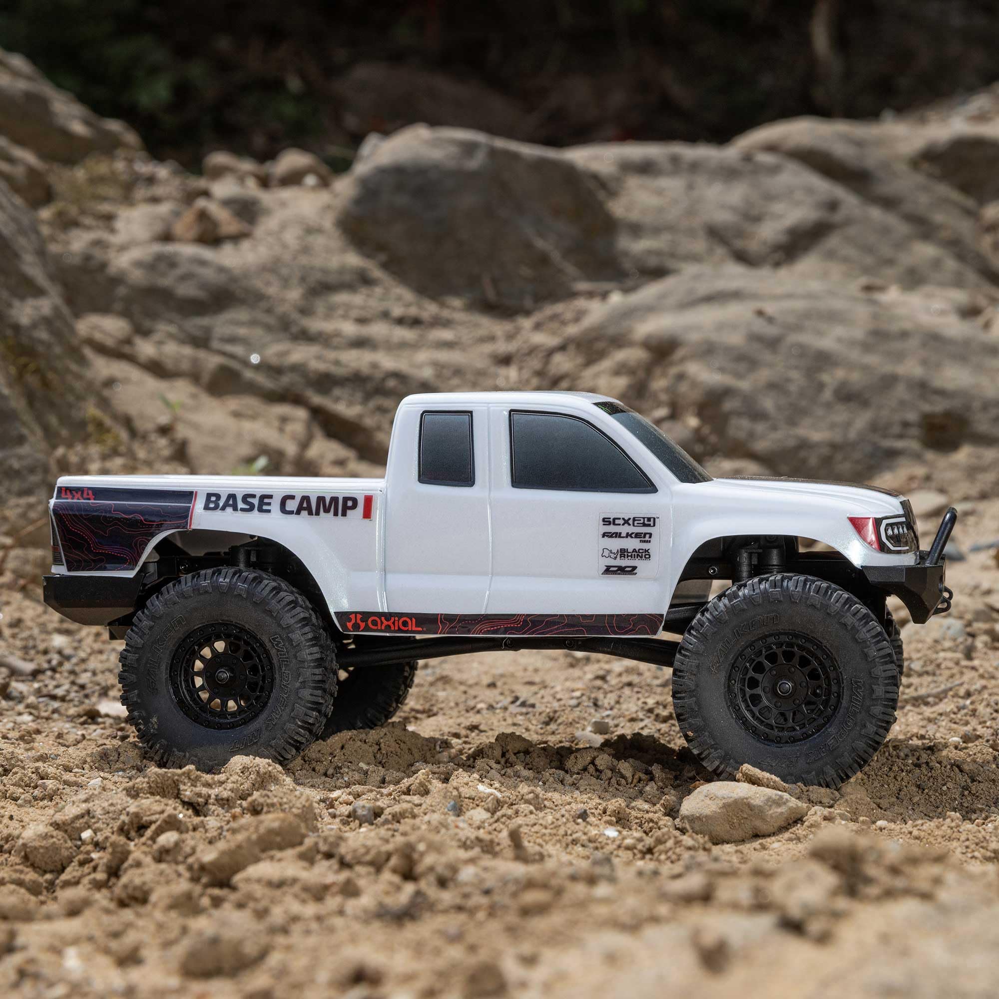 Axial 1/24 RC Truck SCX24 Base Camp 4x4 Rock Crawler Brushed RTR(Everything Needed to Run is Included) - White, AXI-1219T1