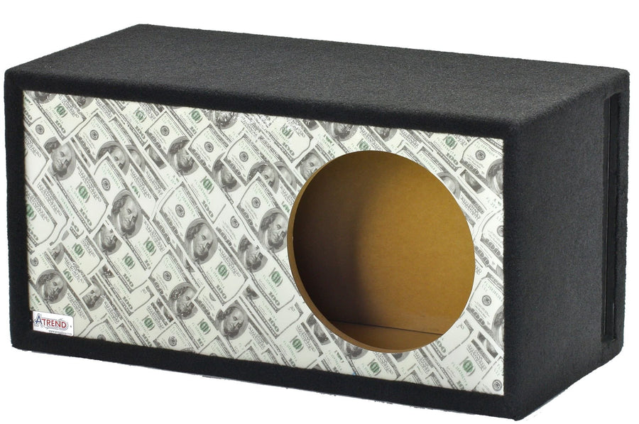 Atrend 12LSVBB-Bankroll GFX Series $100 Bills Pattern Single Vented SPL 12" Subwoofer Enclosure