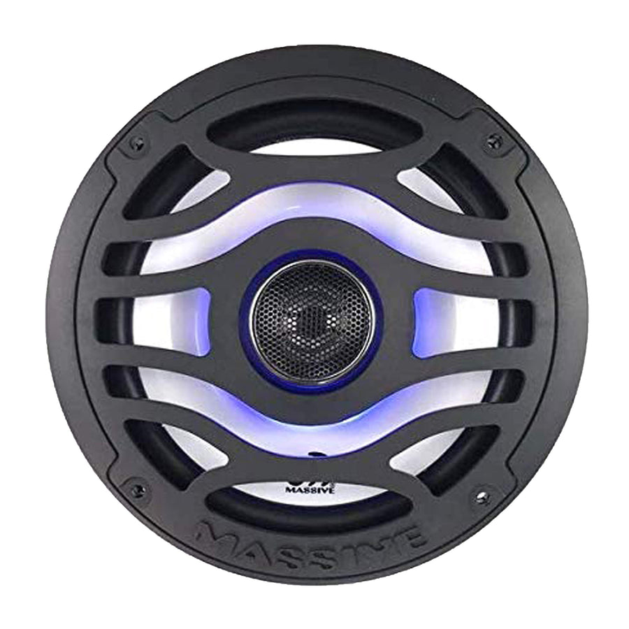 T65XE Massive Audio 6.5” Marine Coaxial LED Speakers | 80W RMS / 160W Max, IP65 Waterproof, UV Resistant, RGB LED Lighting, Premium Audio for Boats, UTVs & Outdoor Sound Systems
