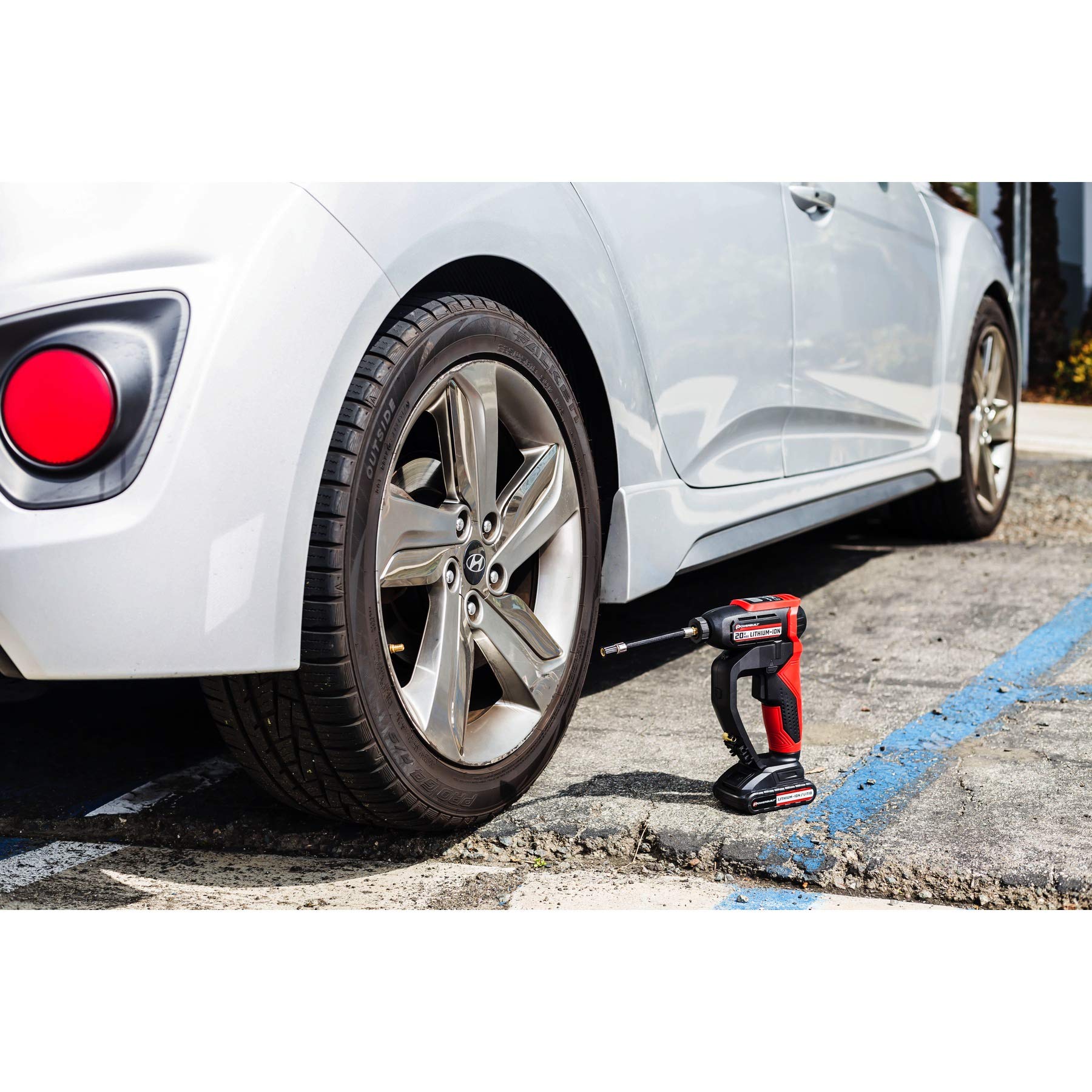 20V Powerbuilt Lithium-Ion Cordless Tire Inflator Inflates Tires, Camping Gear, Sports Balls up to 150 PSI, Set and Forget Auto Shut-Off at Target PSI, Lighted Digital Display Shows PSI - 240215