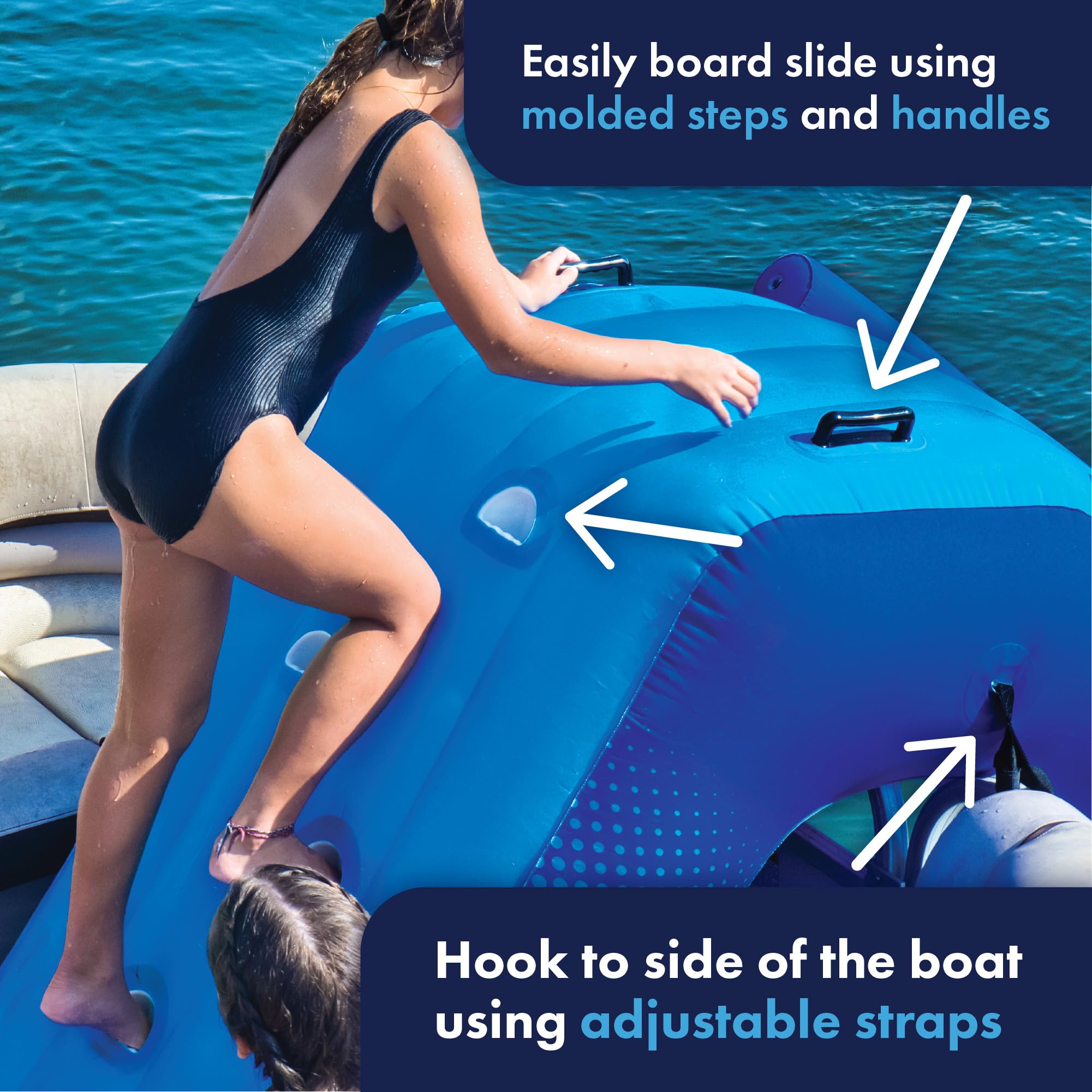 8 ft Wow Sports Inflatable Pontoon Waterfall Slide for Boats - Perfect Summer Lake Party Accessory for Kids & Adults