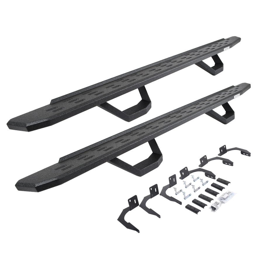 Go Rhino Running Boards RB30, Brackets, & 2 Pair of Drop Steps | Galvanized Steel, Protective Bedliner Coating | 6965067320T | Fits 2018-2024 Jeep Wrangler JLU, 4-Door