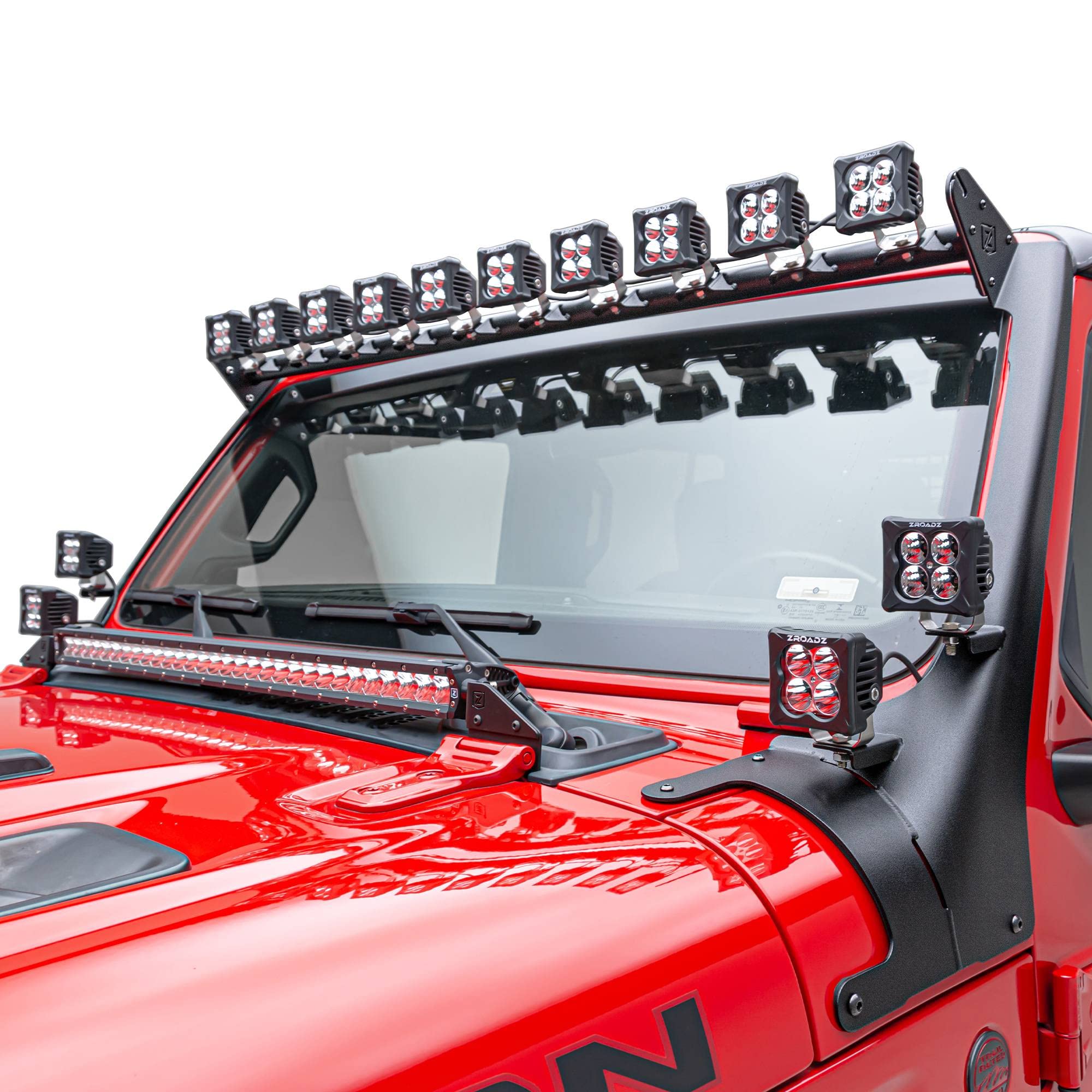 ZROADZ Front Roof LED Kit Z934931-KIT4AW 2019-2022 Jeep Gladiator Black