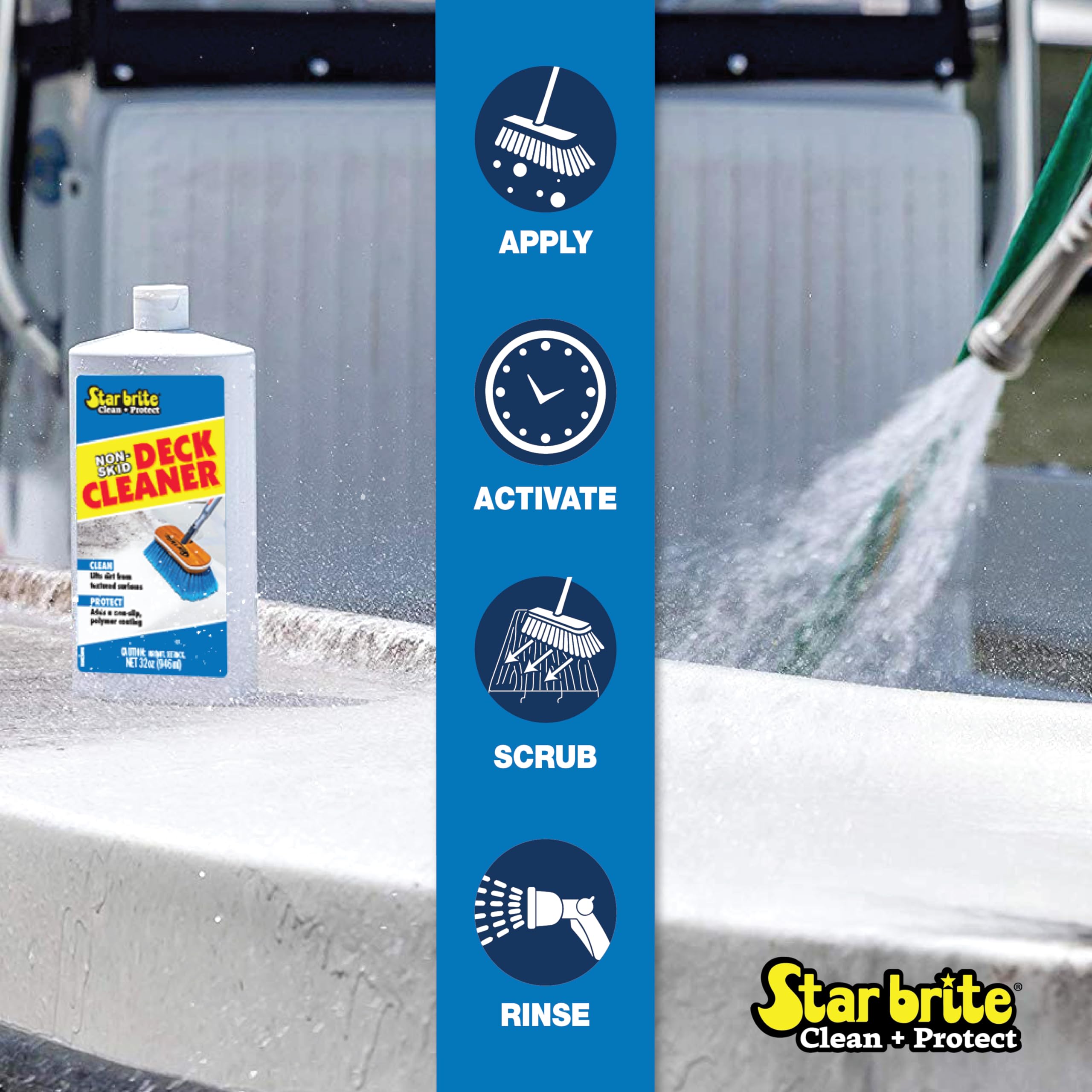 Non-Skid Deck Cleaner & Protectant STAR BRITE - Ultimate Boat Deck Wash - Protects Against Future Stains & UV - Ideal for Fiberglass, Vinyl, Plastic & Painted Surfaces -1 Gallon (085900)