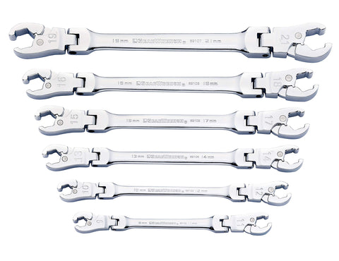 Ratcheting Flex Head GEARWRENCH Flare Nut Metric Wrench Set 6 Pc. - 89101D