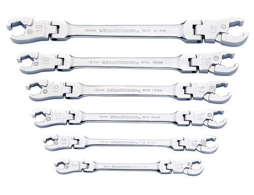 Ratcheting Flex Head GEARWRENCH Flare Nut Metric Wrench Set 6 Pc. - 89101D