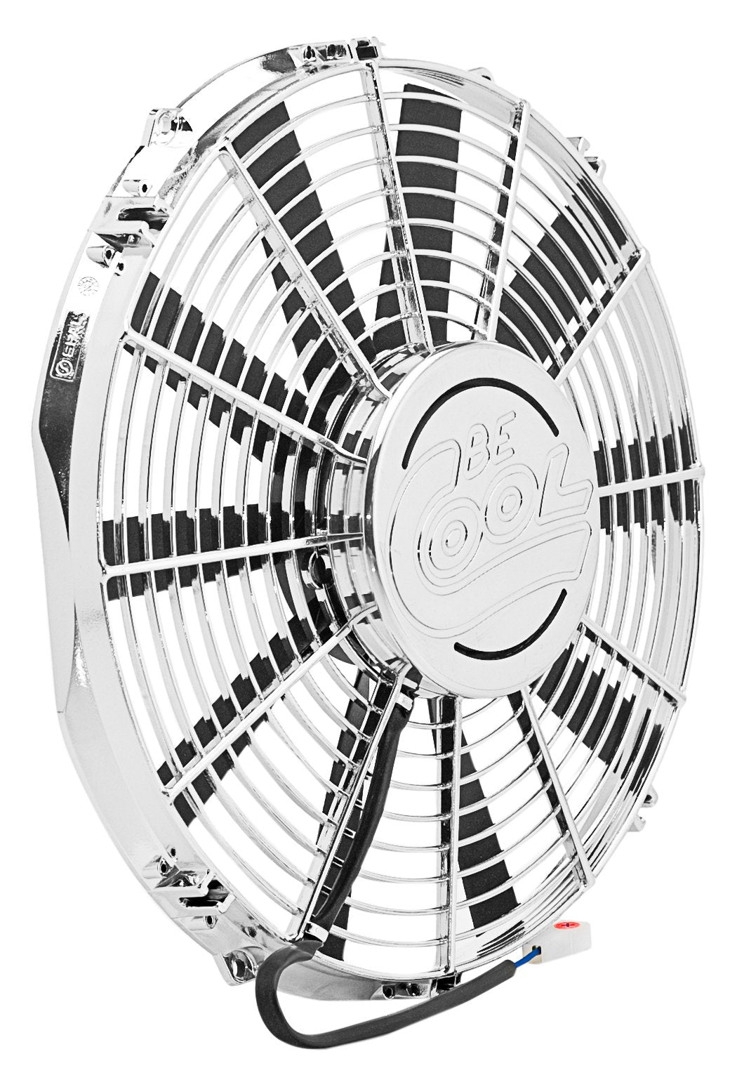 Be Cool 75108 13" Medium Profile Chrome Electric Puller Fan with Straight Blades and Billet Cap
