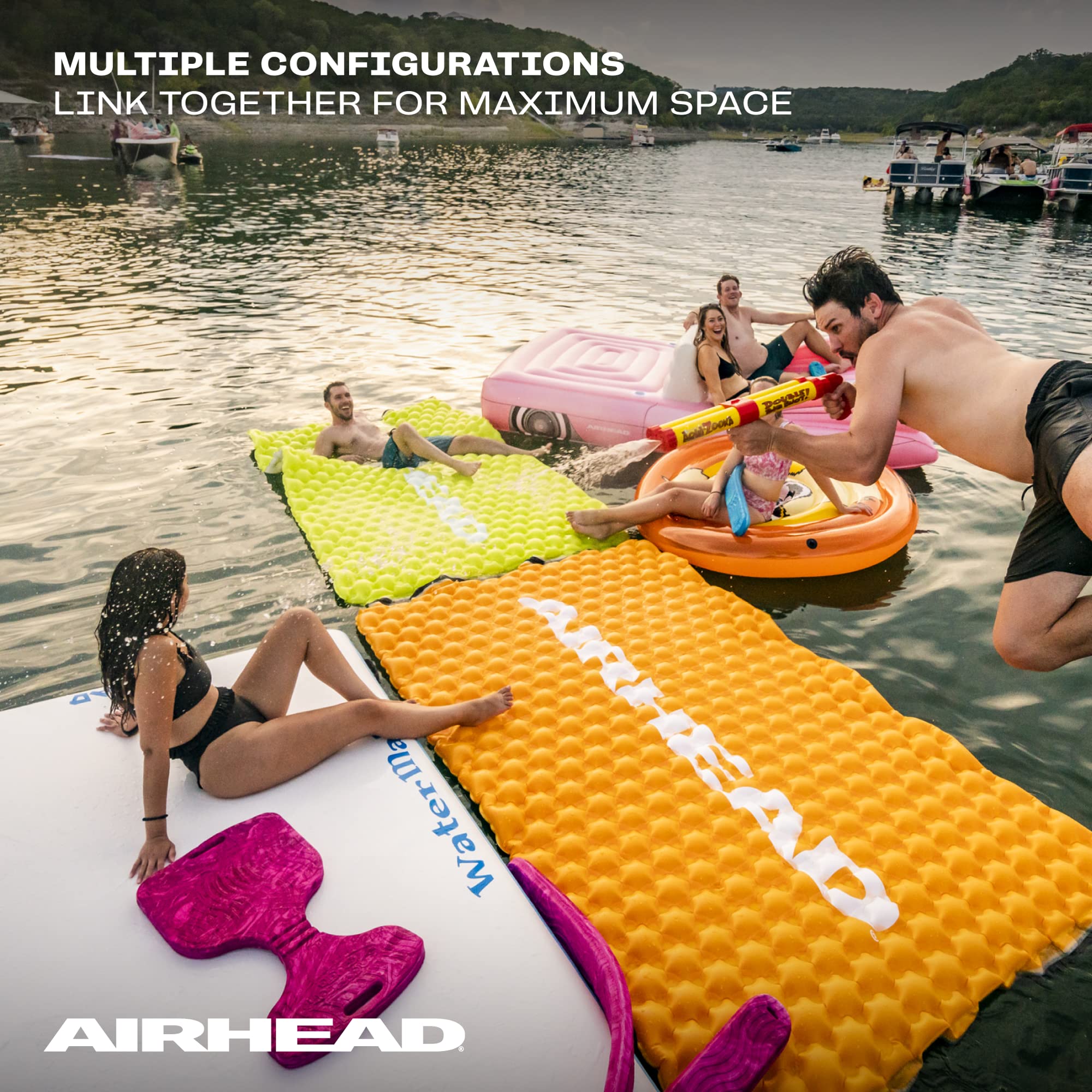 Airhead Inflatable Air Island, Blue, Large Lake Float