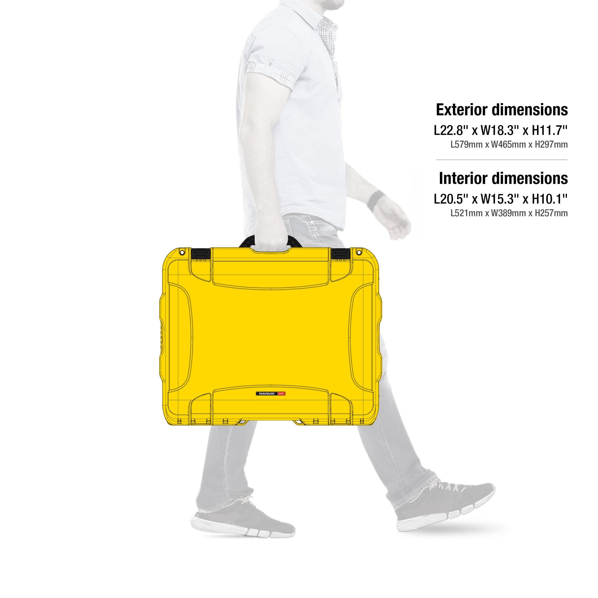 Waterproof NANUK 950 Hard Case with Wheels and Foam Insert - Yellow