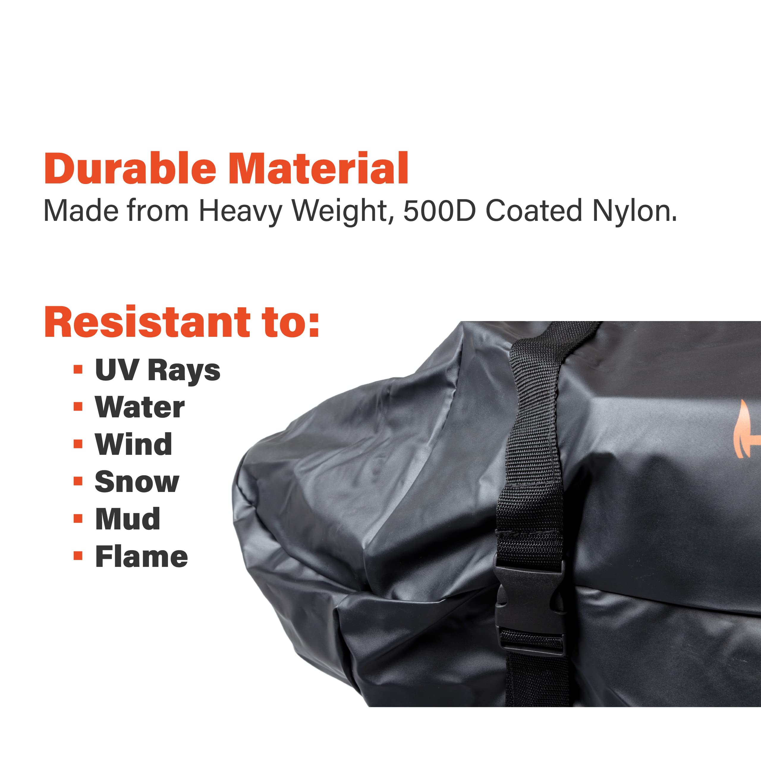 15 HitchFire Forge Grill Cover, Water, Flame, UV Resistant, Weather Resistant Grill Cover for Portable Grill, BBQ Grill, Two Heavyweight Buckling Straps for Secure Fit