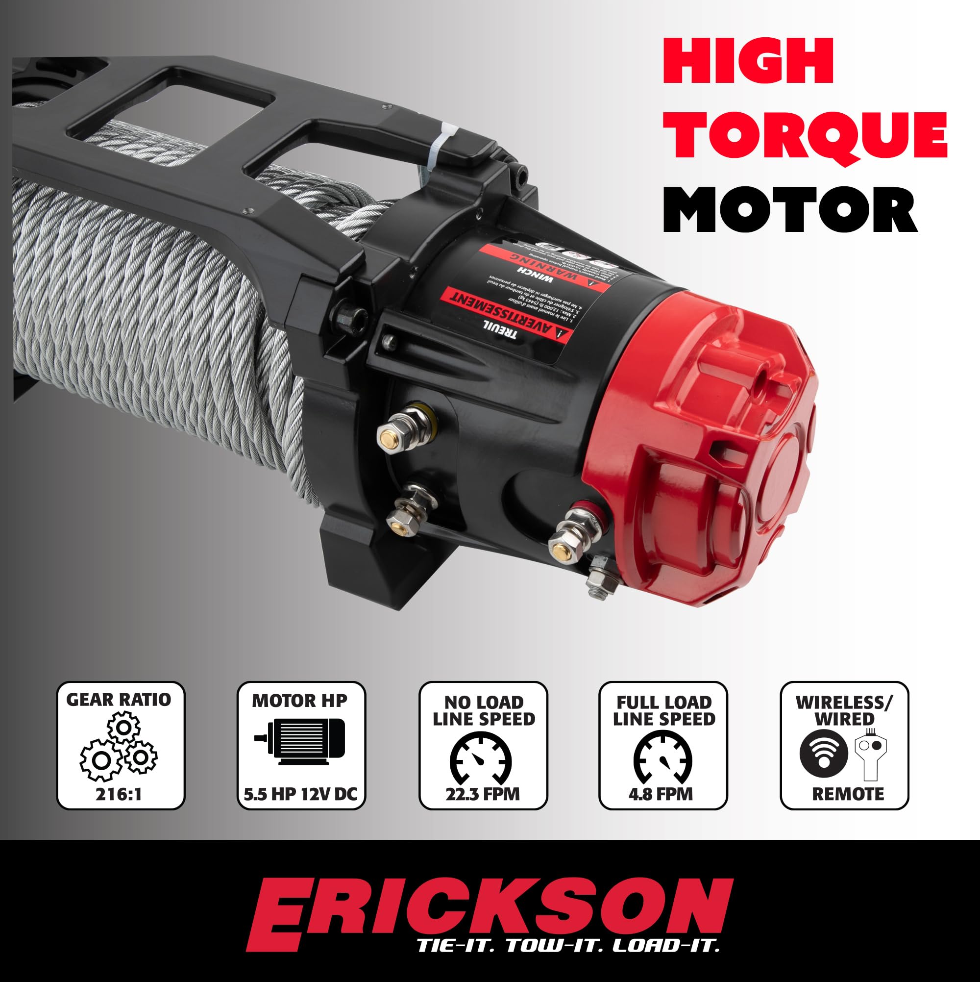 12-Volt DC Erickson 85 ft. 12000 lb. Electric Winch 06436