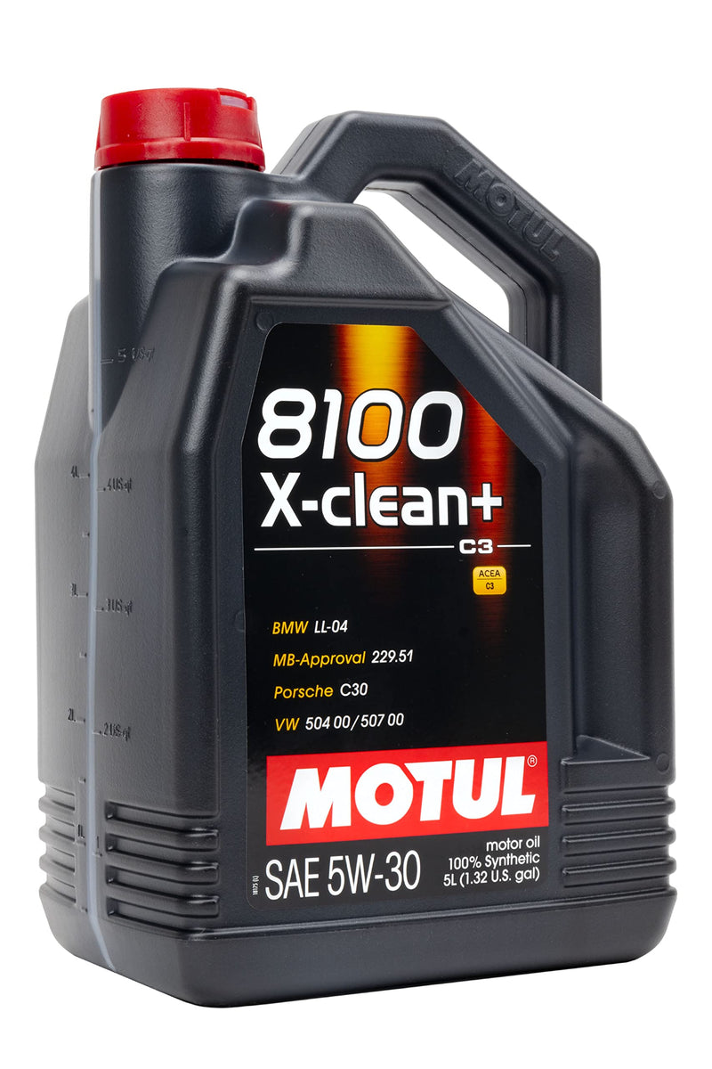 Motul 8100 X-Clean 5W-30 Full Synthetic Motor Oil | Engineered to Help Clean Engine Performance, Protect Emissions Systems | Long Drain Capable, Improved Engine Responsiveness | 5L