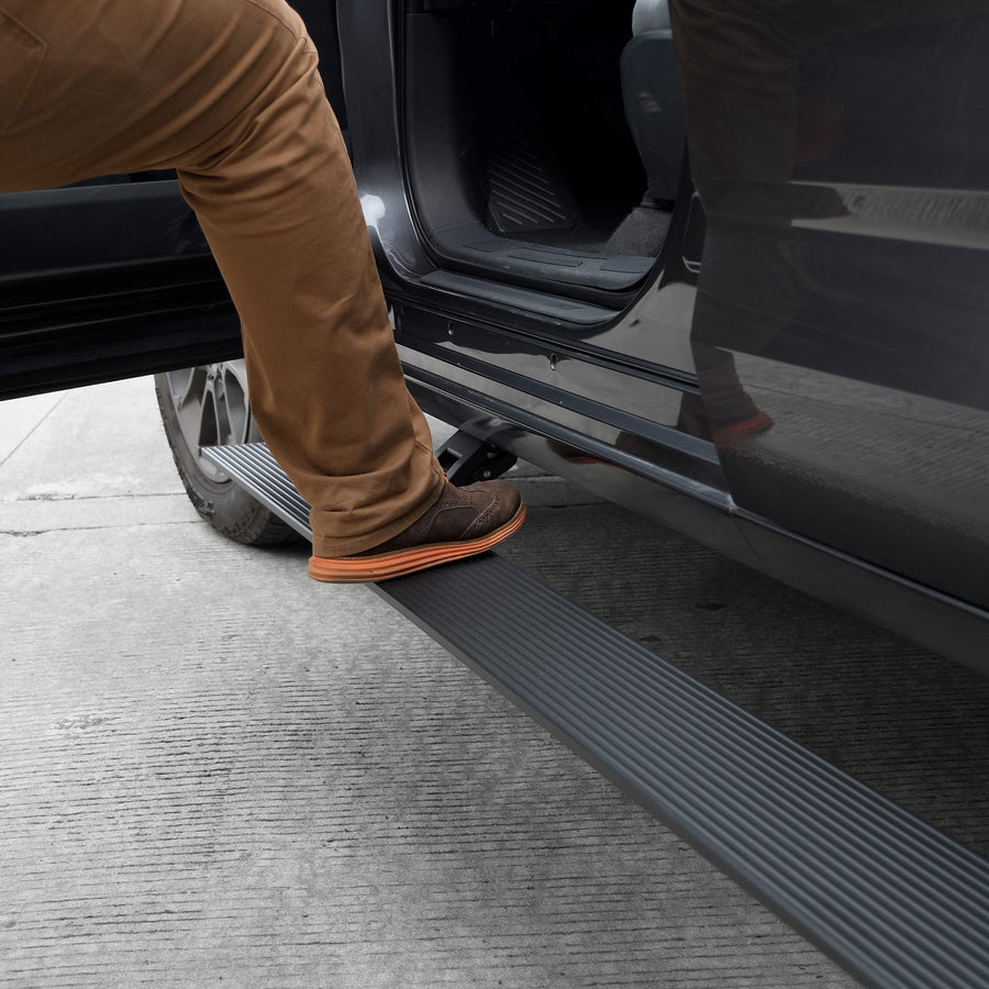 Volt Power RealTruck Running Boards for Cadillac Escalade (2015-2020) Sport Utility Cab | Aluminum, Textured Black | 20415974PC | Electric Powerstep & Retractable Steps