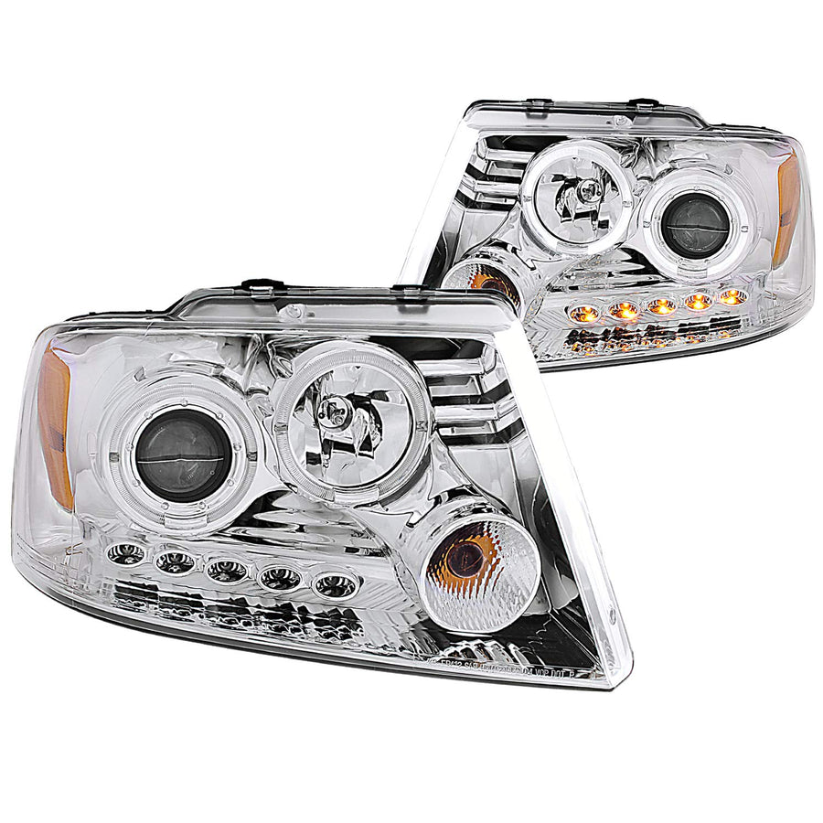 Chrome/Clear/Amber Halogen Projector Headlight AnzoUSA for Ford F-150
