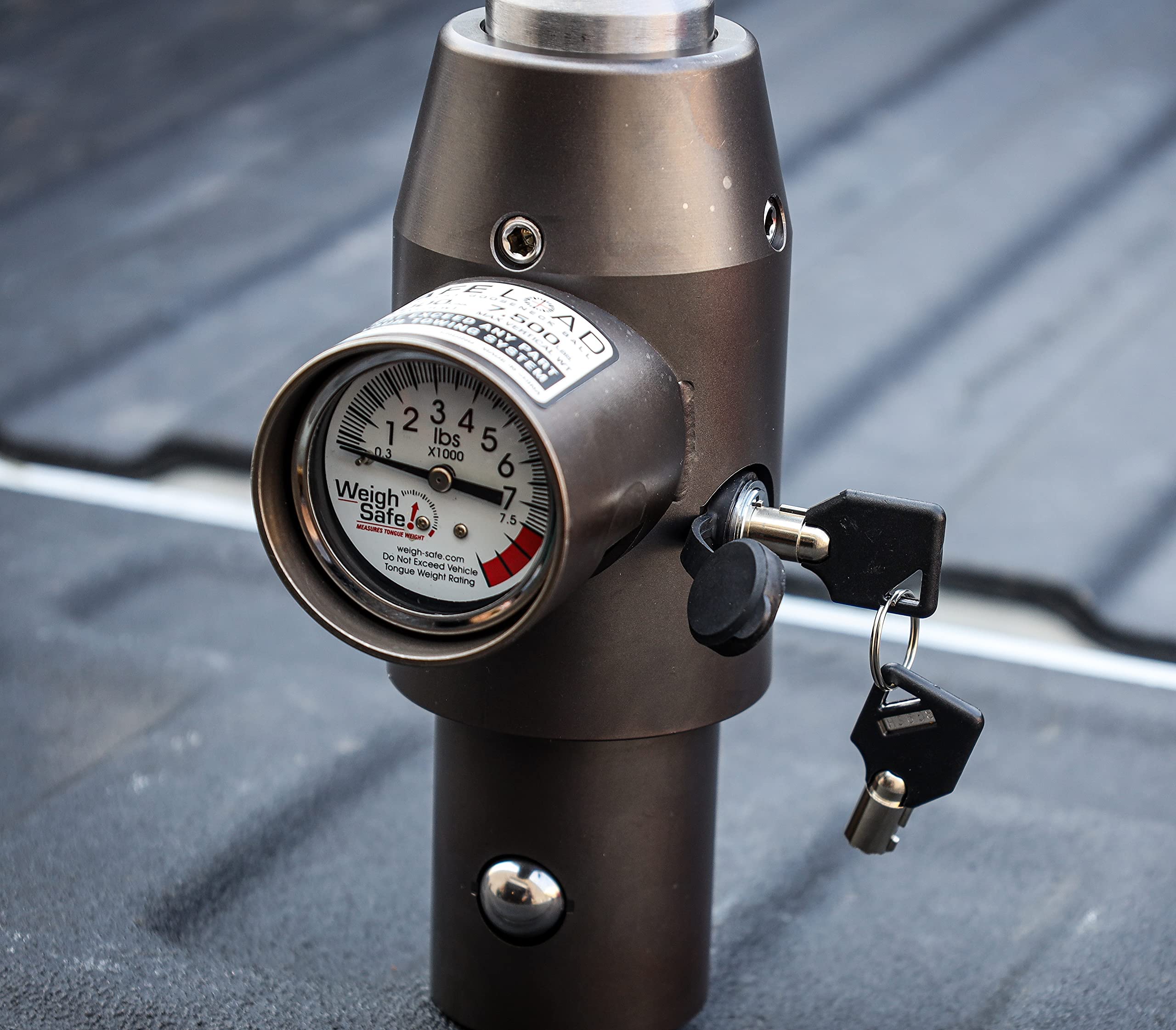 Safe Load Weigh Safe OEM Gooseneck Ball Hitch - Premium Tow Hitch for Trailers - Built-in Tongue Weight Gauge - 30,000 lbs GTW, 7,500 Tongue Weight, 2-5/16" Stainless Steel Tow Ball