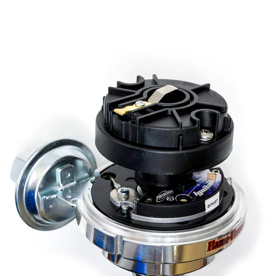 Pertronix Flame-Thrower D7133700 Black Cap Billet Electronic Distributor with Ignitor III Technology for Ford FE 352-428