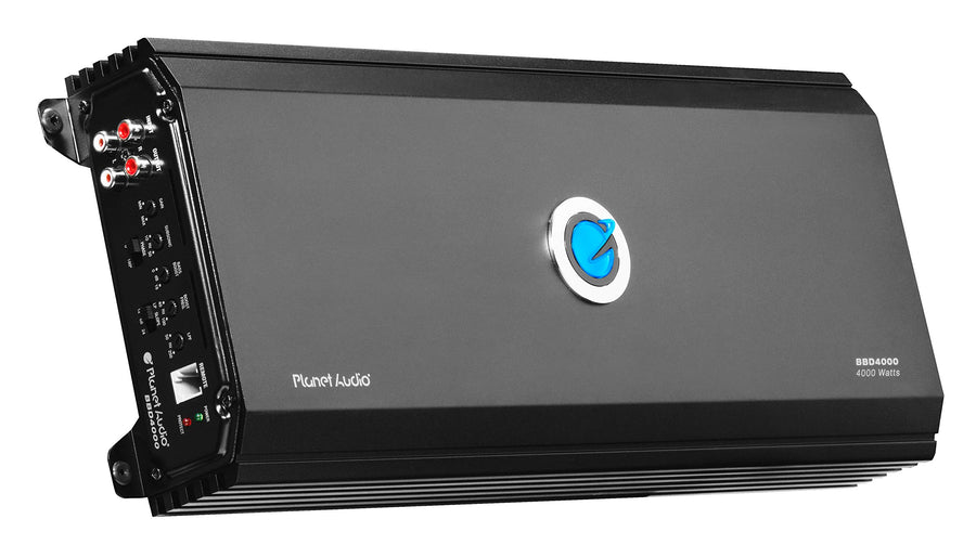 BBD4000 Planet Audio Class D Monoblock Car Amplifier - 4000 High Output, 1 Ohm, Low Level Inputs, Low Pass Crossover, Hook Up to Subwoofer for Bass