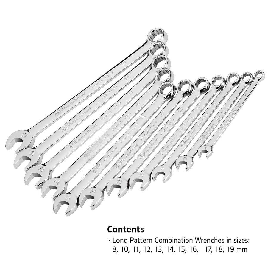 11 Pc. Ingersoll Rand Long Pattern Combination Wrench Set - Metric- 752057