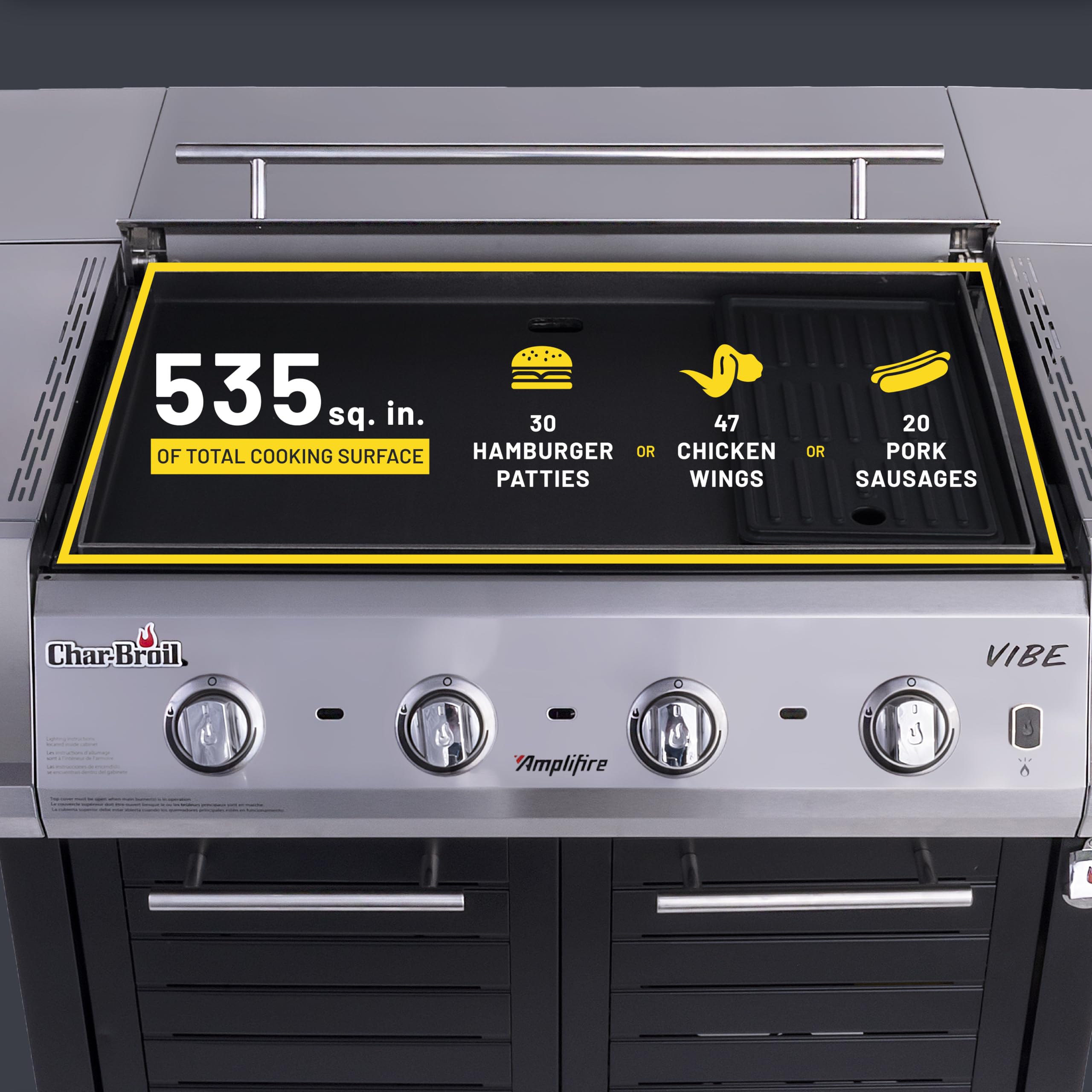 Char-Broil® Convective Vibe 4-Burner Propane Gas Stainless Steel Griddle - 463259623