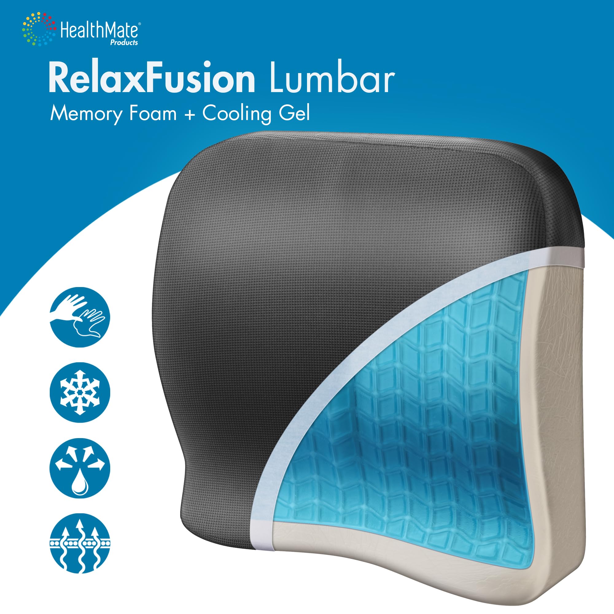 Wagan Relax Fusion IN9112 Lumbar Memory Foam and Gel Seat Cushion