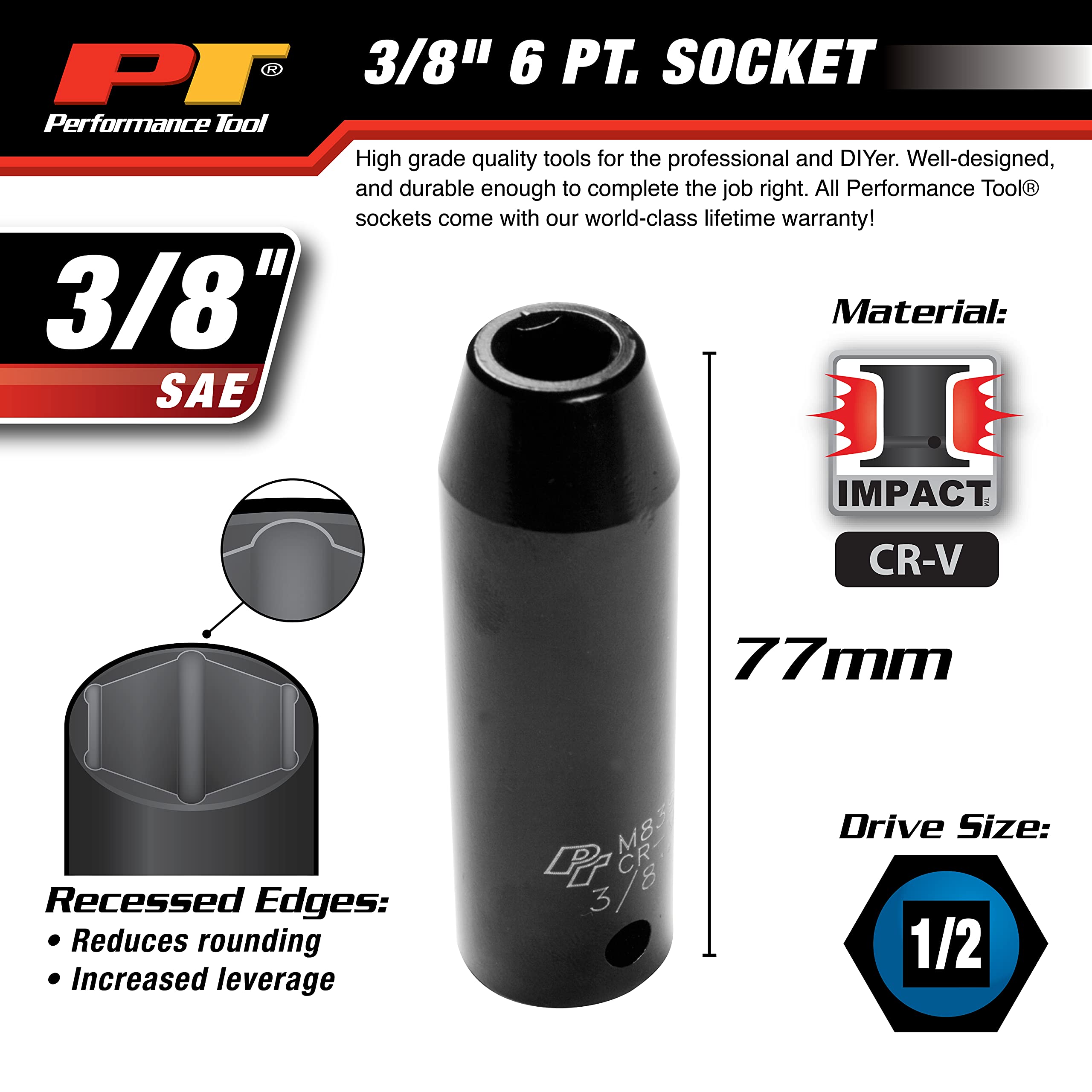 M839 Performance Tool 1/2 Drive Impact Socket, 3/8