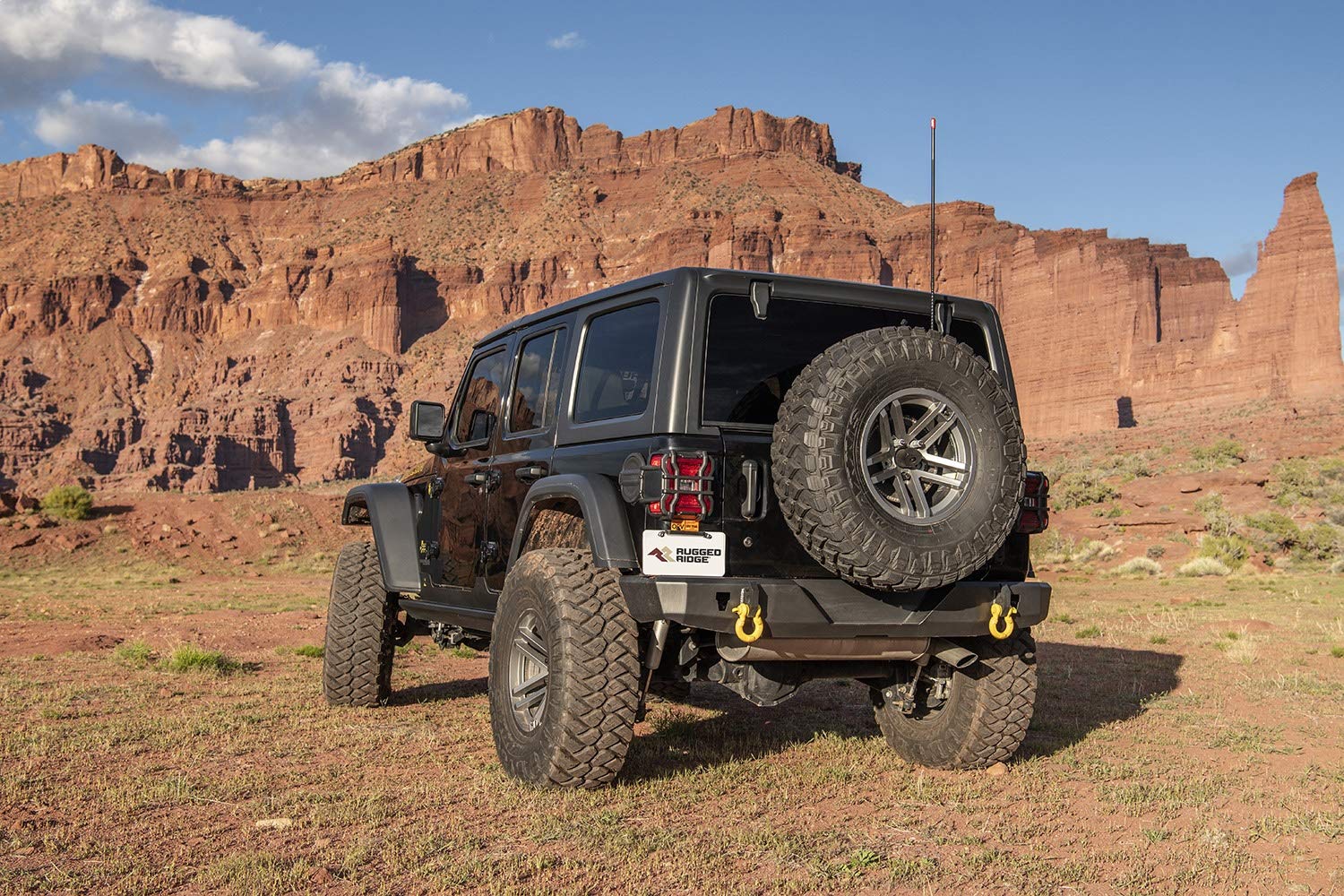 Rear Rugged Ridge HD Bumper for Jeep Wrangler JL | Full-Width, Steel, Black | 11540.36 | Fits 2018-2025 Jeep Wrangler JL