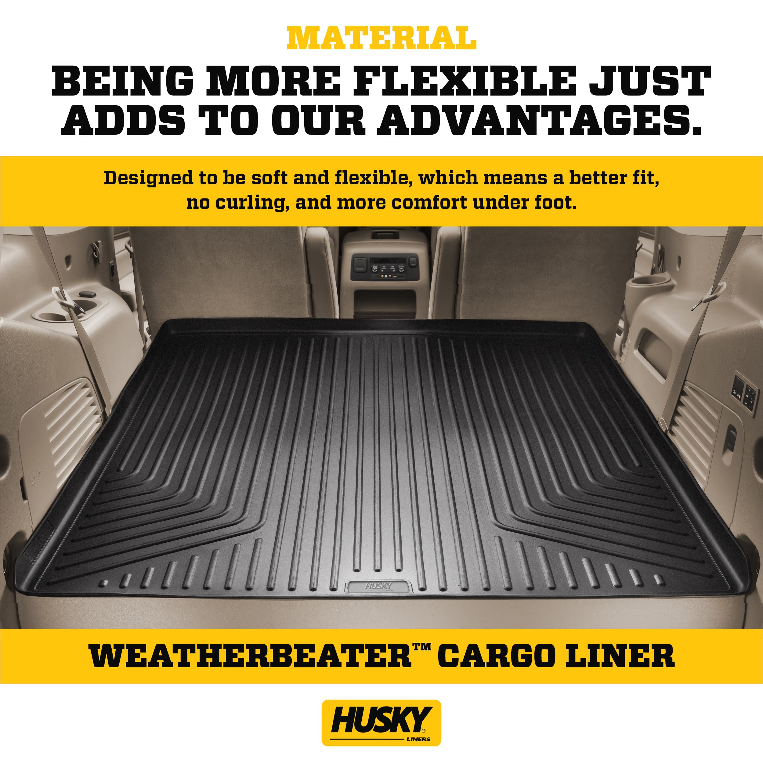 Husky Liners Cargo Liner Weatherbeater | Fits 2022-2025 Jeep Wagoneer & Jeep Grand Wagoneer Behind 2nd Seat | 1-pc Black - 28111