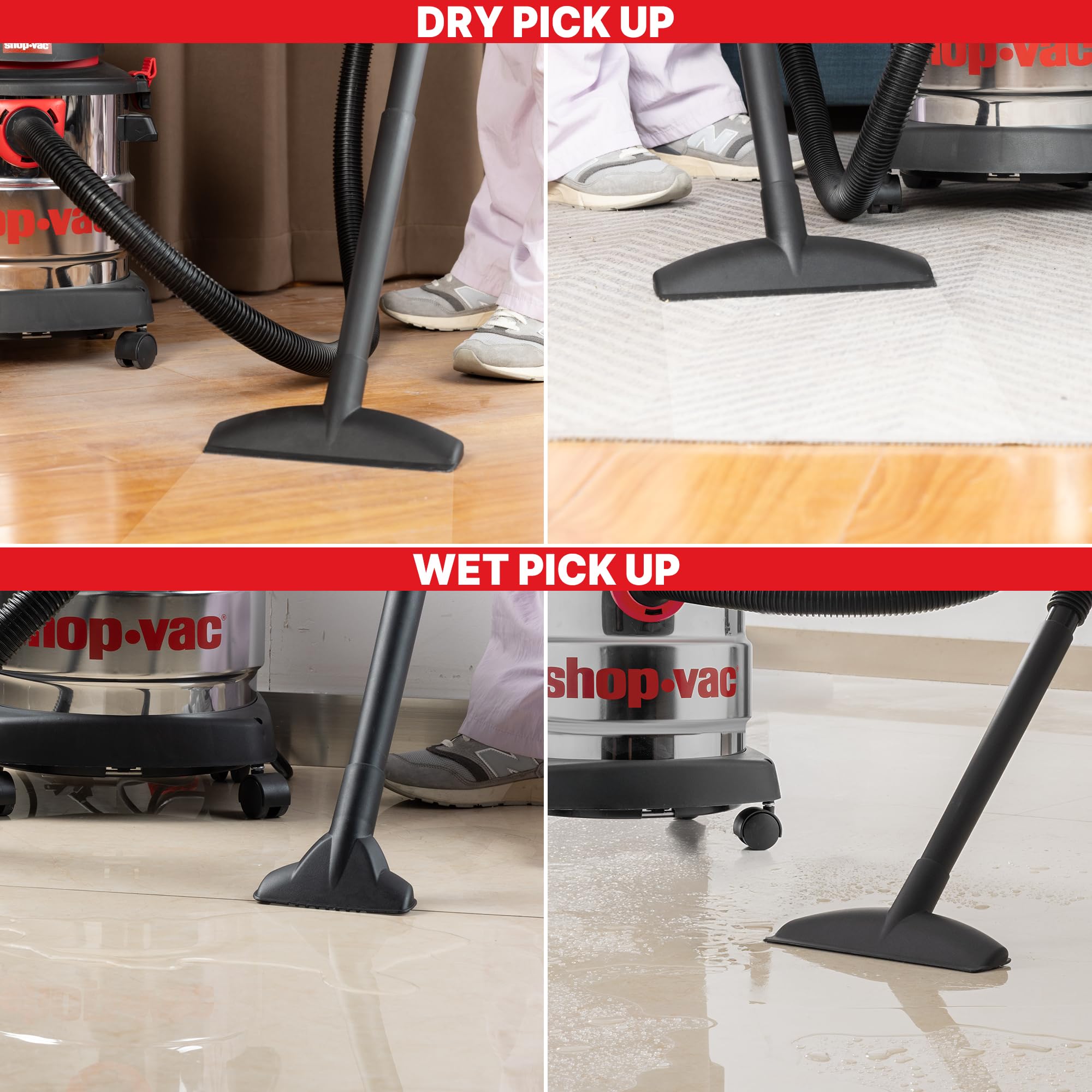 Wet/Dry Vacuum Shop-Vac 5989305, 5 Gallon, 4.5 Peak HP Stainless Steel Vacuum, 1.25 Inch Diameter x 7 Foot Hose, 6 Ft Cord Length, Ideal for Jobsite, Garage, Car & Workshop