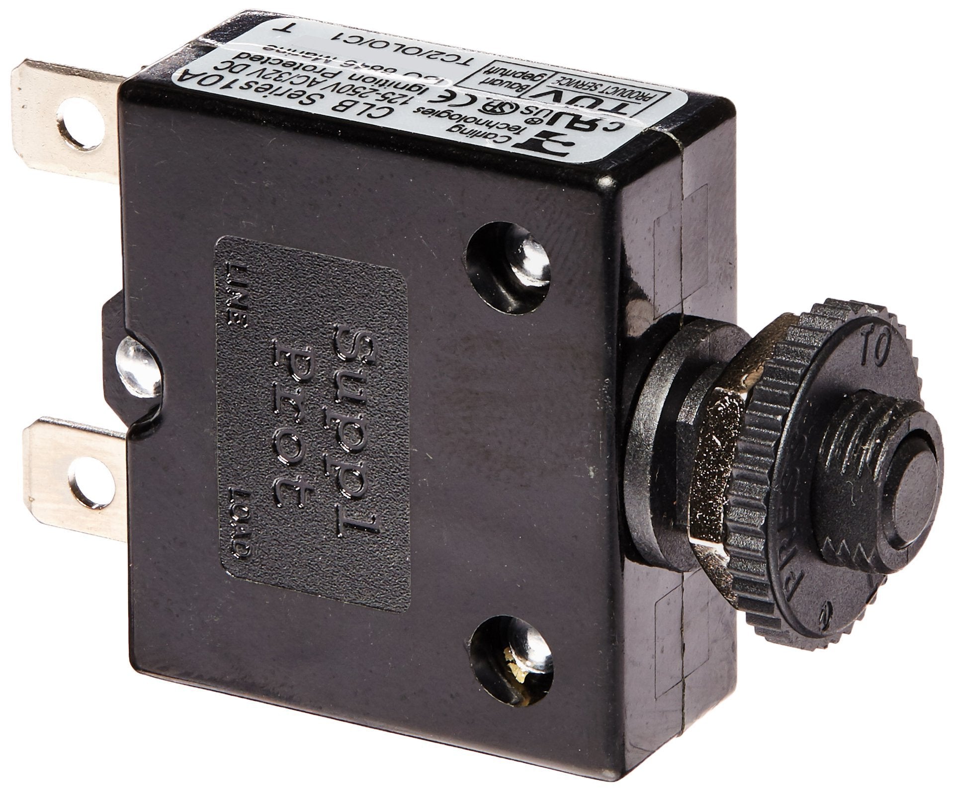 10 Amp Sierra International CB41210B AC Push Button Resettable Circuit Breaker, Black