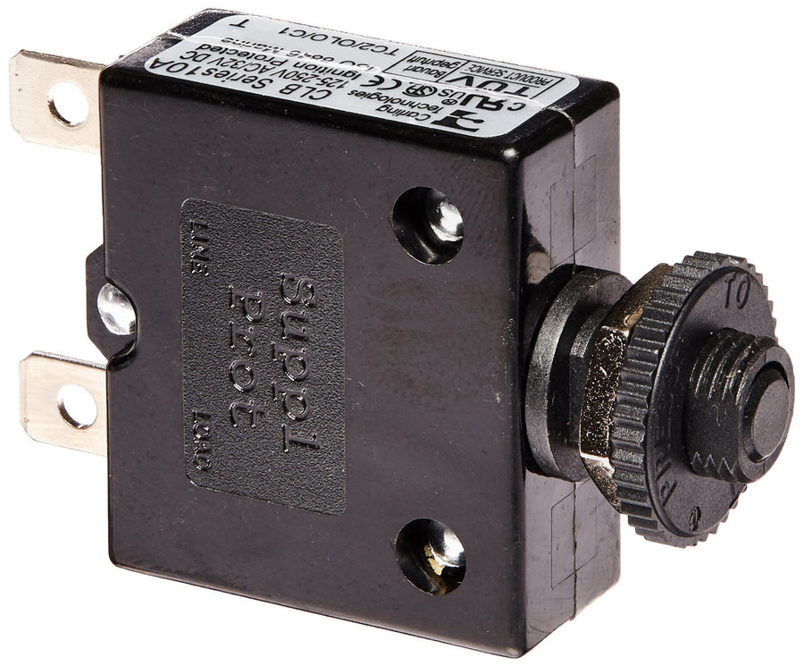 10 Amp Sierra International CB41210B AC Push Button Resettable Circuit Breaker, Black