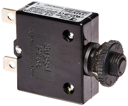 10 Amp Sierra International CB41210B AC Push Button Resettable Circuit Breaker, Black