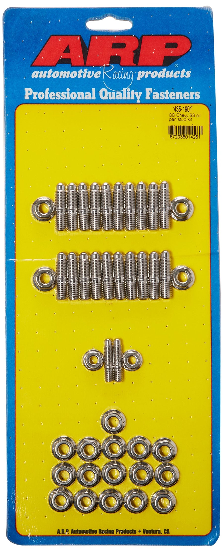 ARP Oil Pan Stud Kit 4351901 With Hex Nuts, Stainless Steel, For Select Chevrolet Big Block Applications