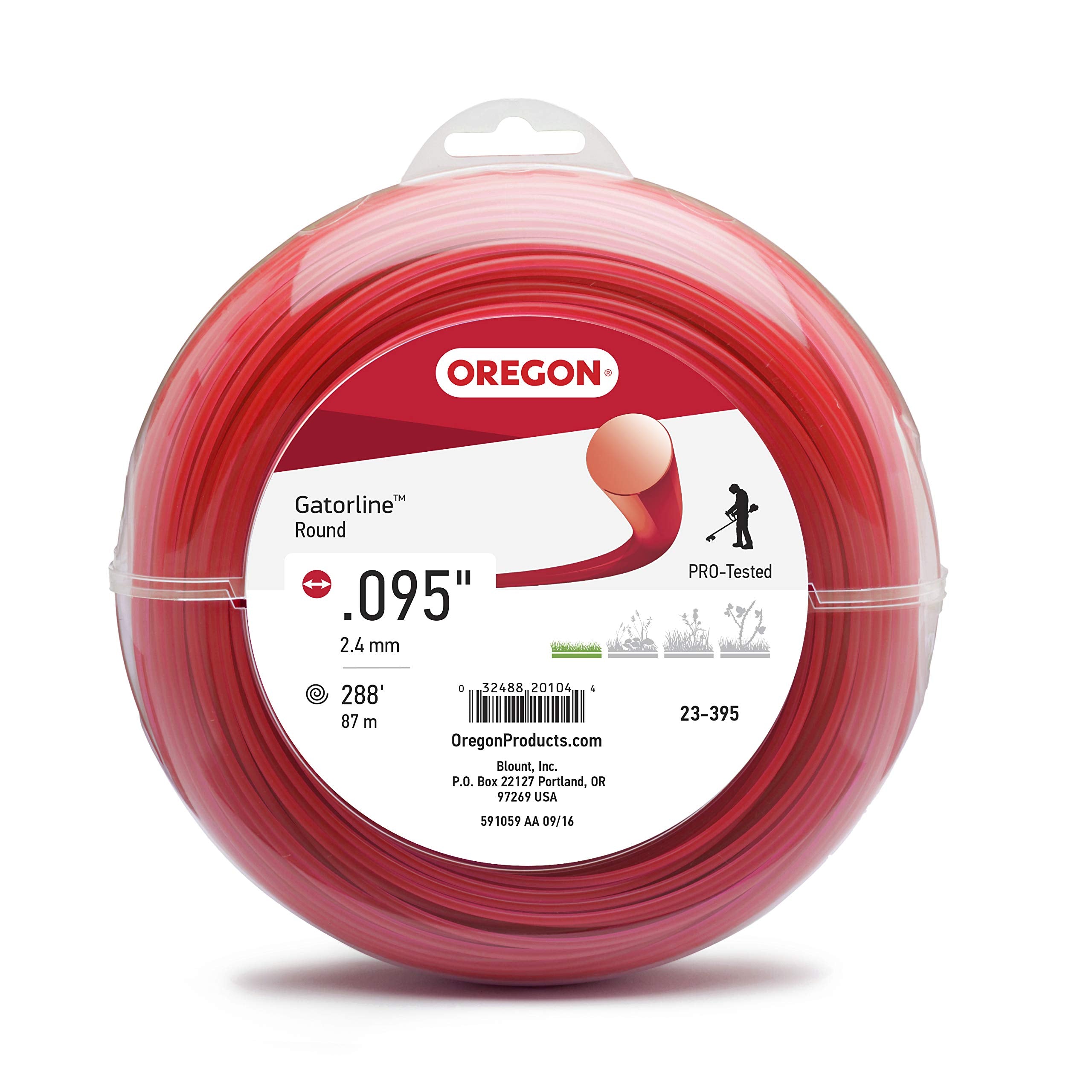 Oregon Professional 23-395 Red Gatorline Round String Trimmer Line .095-Inch Diameter 1-Pound Donut