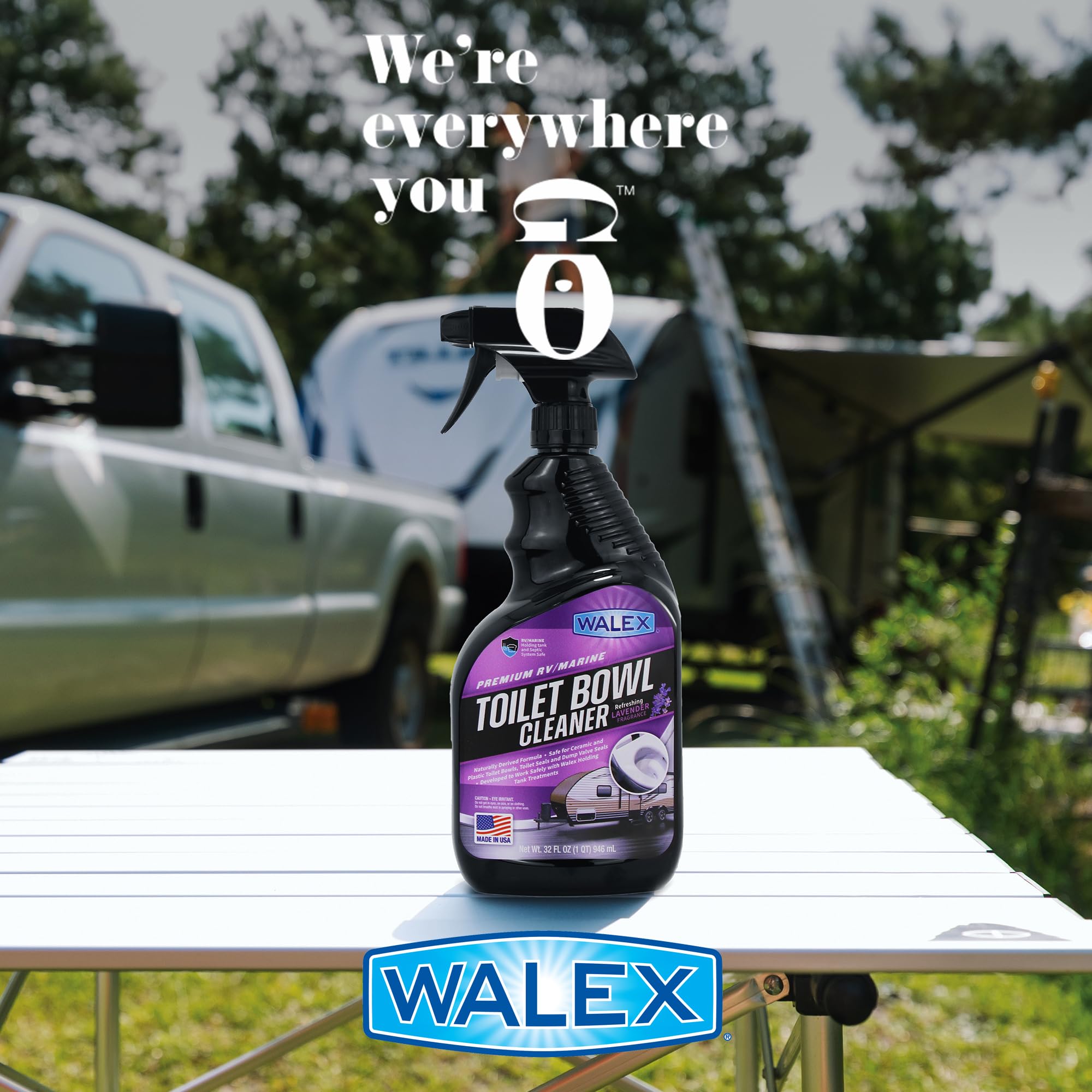 Walex RV/Marine Premium Toilet Bowl Cleaner - Naturally Derived Formula, Safe Plastic & Ceramic Toilets, Powerful Cleaning for Stains & Deposits, Septic Safe, Refreshing Lavender Fragrance, 32 oz