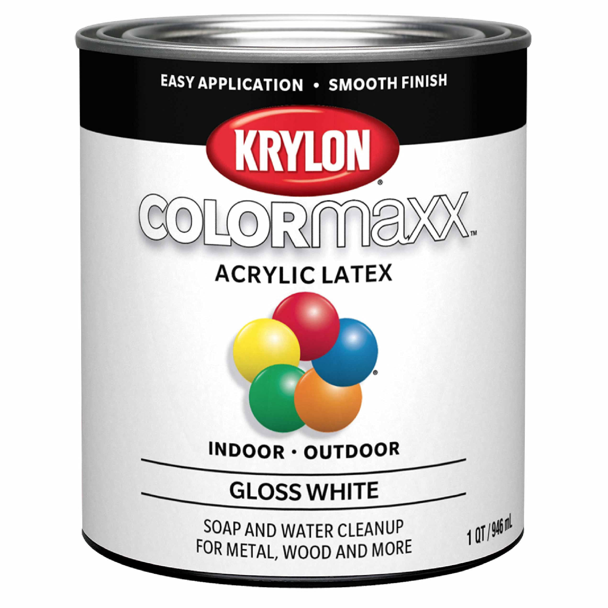 Krylon K05625007 Brush On Paint COLORmaxx, Quart, White, 32 Fl Oz