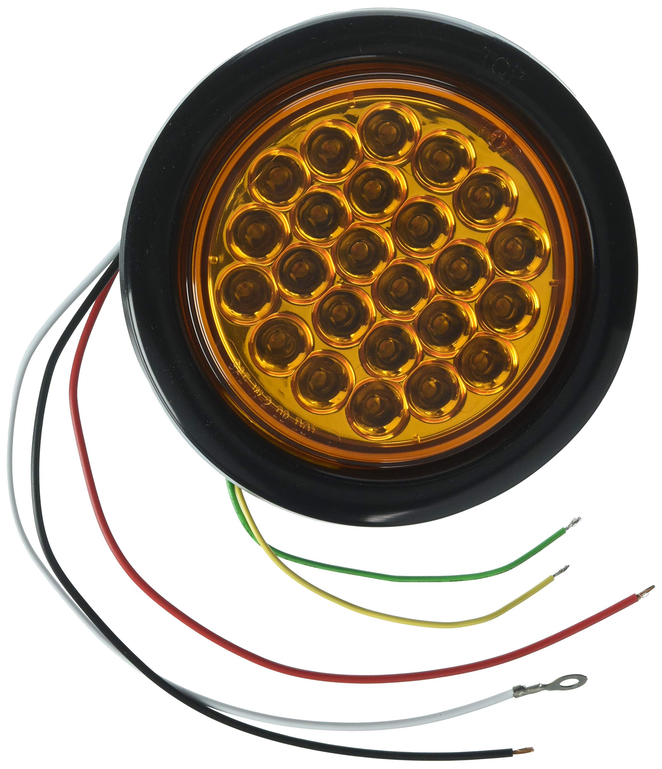 4 Inch Buyers Products Amber Recessed Strobe Light, Round Quad Flash Warning Light, 24 LEDs, LED Flashing Lights for Vehicles, Truck Accessories