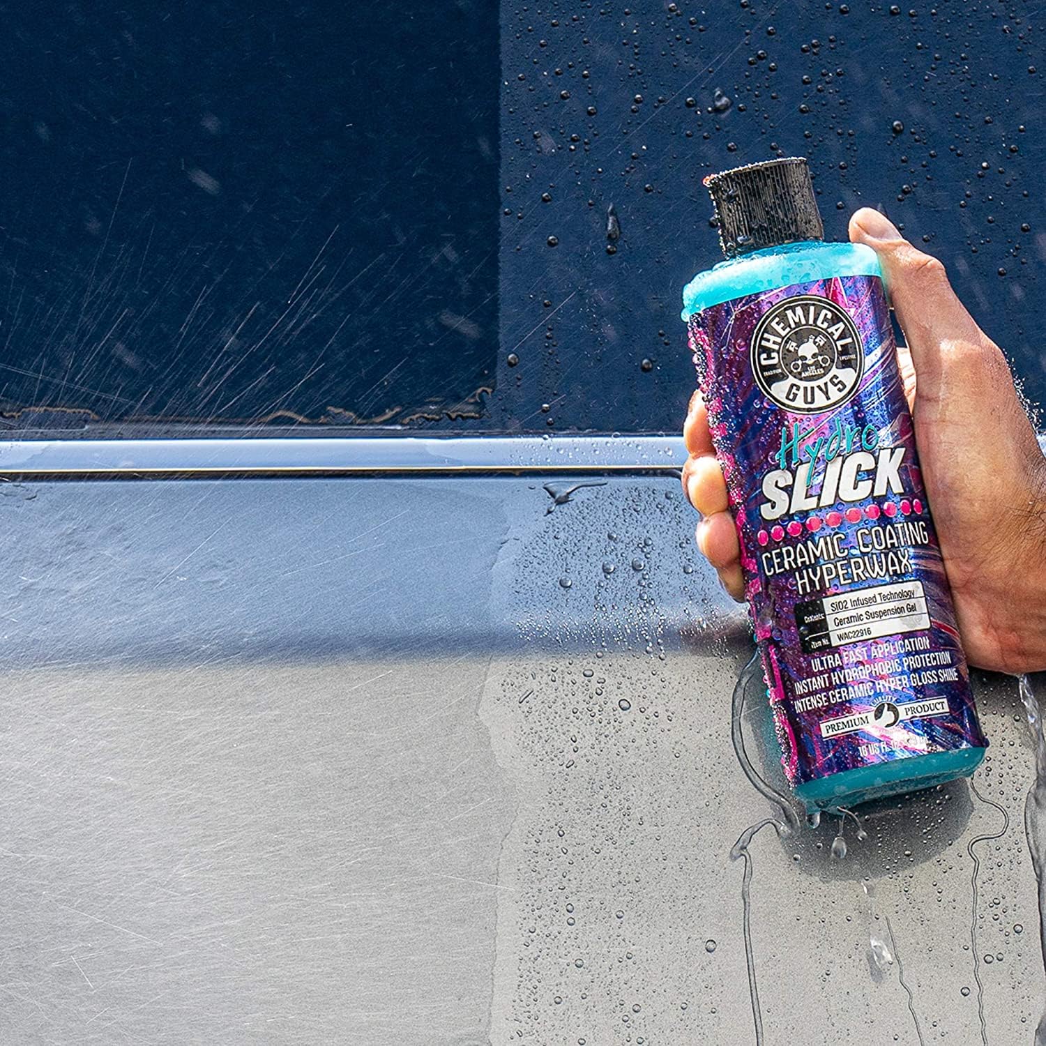 Chemical Guys HydroSlick SiO2 Intense Gloss Ceramic Coating HyperWax - High Shine and Long-Lasting Protection, Ceramic Coating for Cars, Safe for Trucks, SUVs, Motorcycles, RVs, and More - 16 fl oz