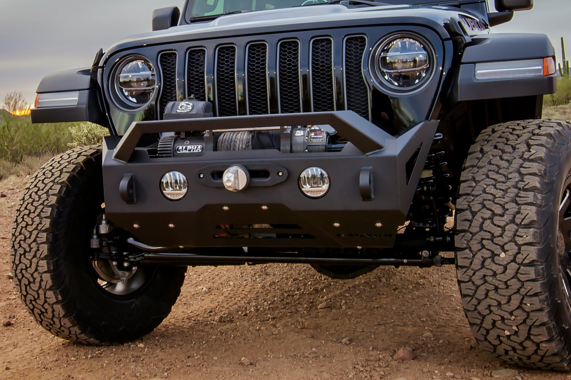 Front Magnum Bumper Winch RT Style Black Compatible with 2018-2025 Wrangler JL/JLU, Gladiator