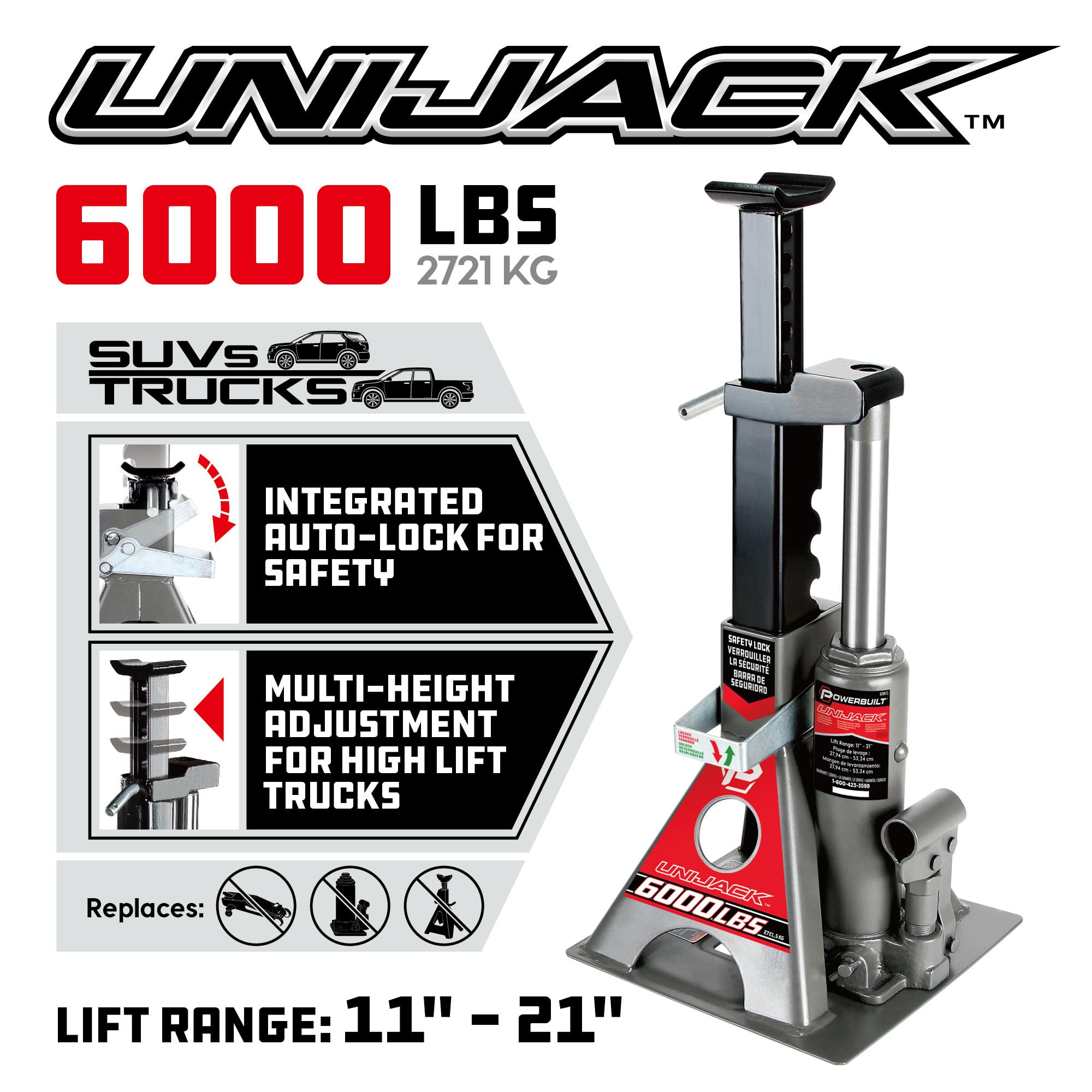 Hydraulic Unijack Jackstand, 3-Ton