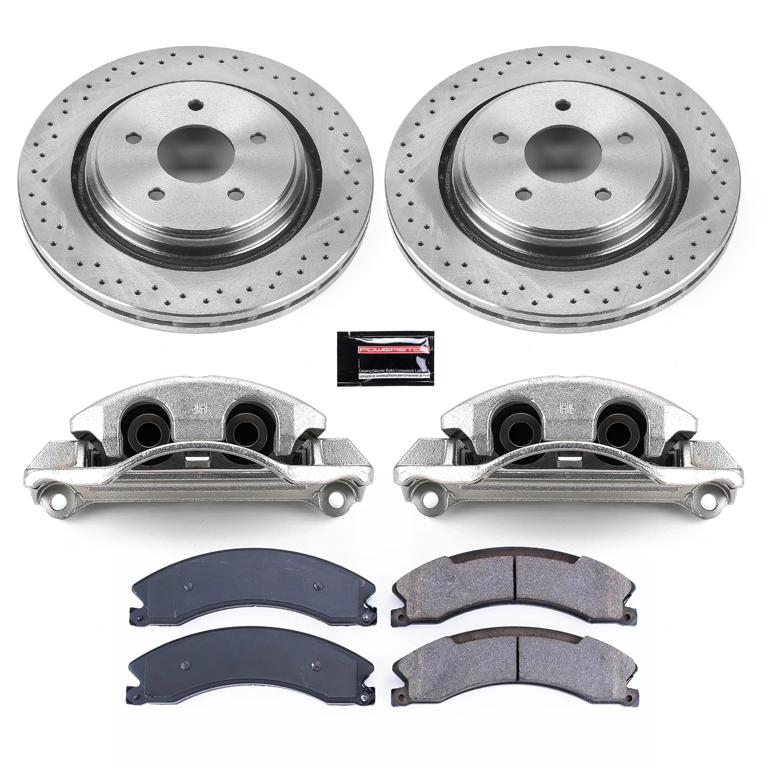 Power Stop KCOE6993 Rear Caliper Brake Kit- Brake Rotors, Ceramic Brake Pads and Brake Calipers For Chevy Silverado 2500 HD, Chevy Suburban 3500 HD, GMC Sierra 2500 HD [Model Specific]