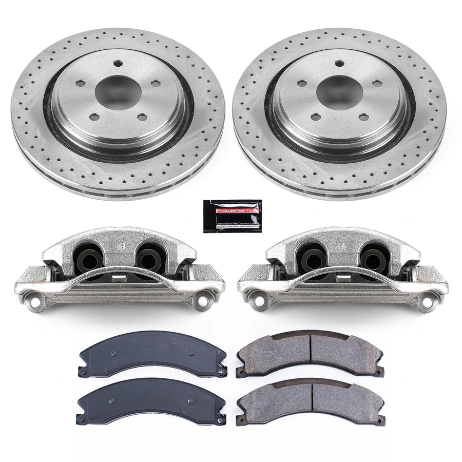 Power Stop KCOE6993 Rear Caliper Brake Kit- Brake Rotors, Ceramic Brake Pads and Brake Calipers For Chevy Silverado 2500 HD, Chevy Suburban 3500 HD, GMC Sierra 2500 HD [Model Specific]