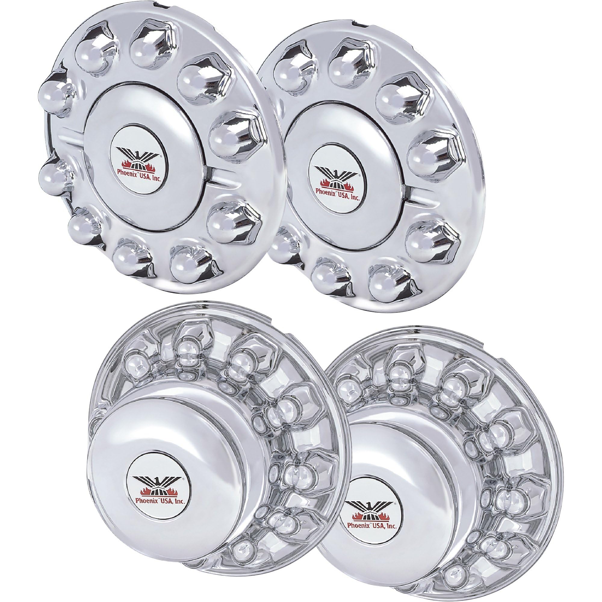 Hub and Lug Nut Cover Kit Phoenix USA - ABS Chrome, fits 2008-2011 Dodge Ram 4500, 5500, Model Number QH1002DK