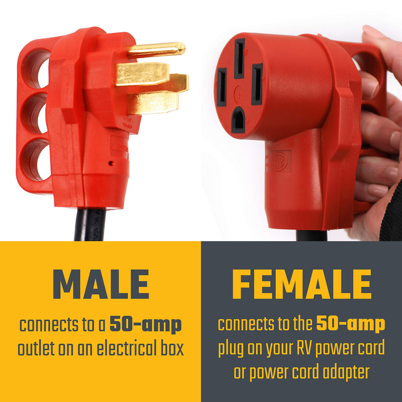 Mighty Cord Valterra A10-5050EH RV 50-Amp Extension Cord, 50 ft., Red