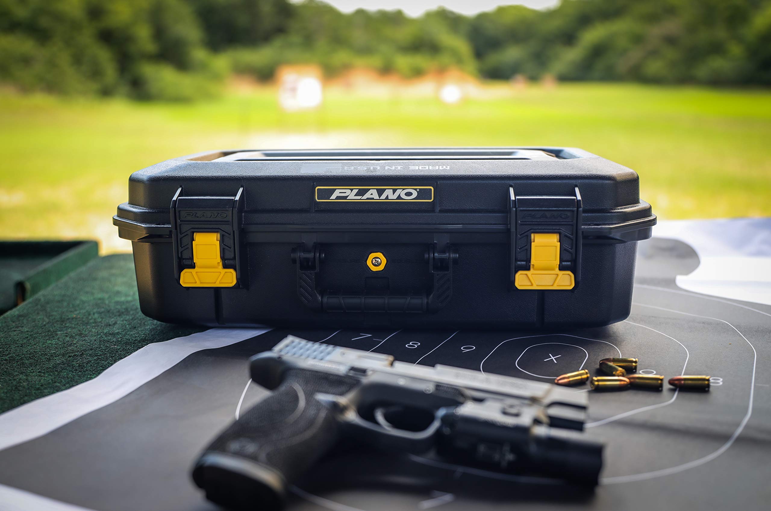Plano Double All-Weather Pistol Case Watertight & Dust-Proof Gun Case for Two Pistols; High Density Pluck Foam, Black; Continuous Dri-Loc Seal