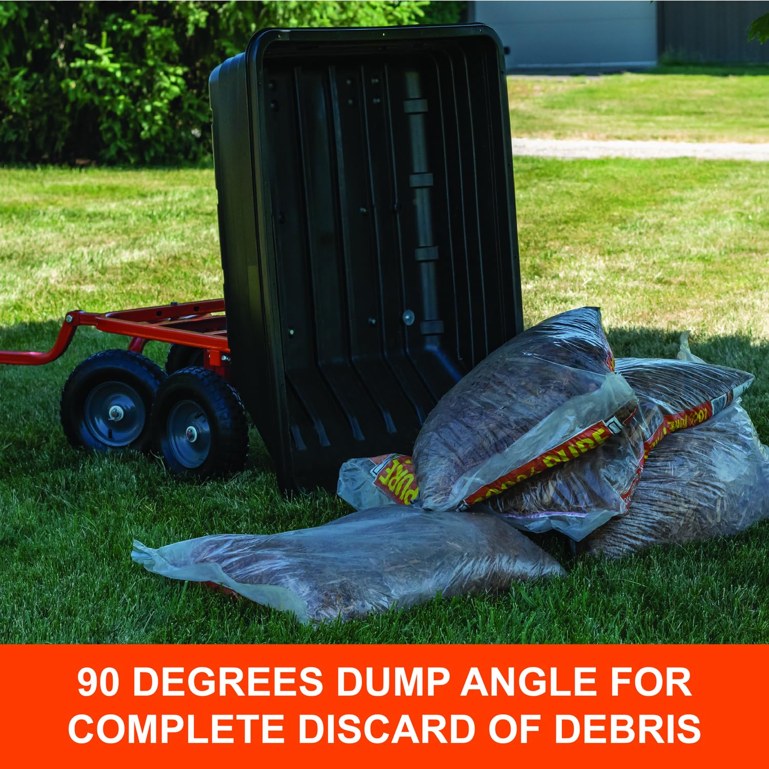 4-Wheel Agri-Fab 45-0594 Poly Convertible Pull/Tow Garden Dump Cart 1,200lb Tow Capacity Black