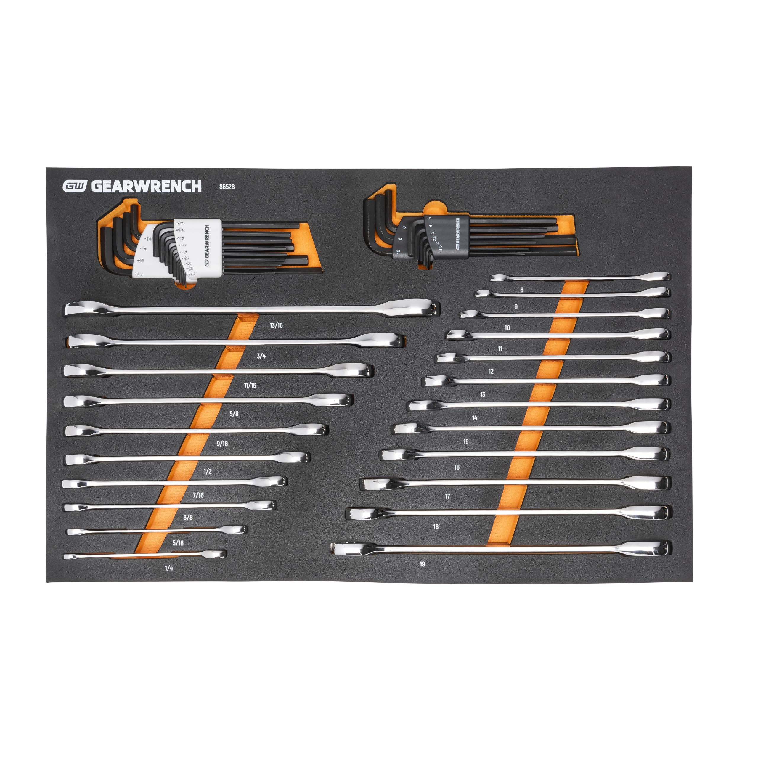 90-Tooth GEARWRENCH 44 Piece SAE/Metric Ratcheting Wrench and Hex Key Set - 86528