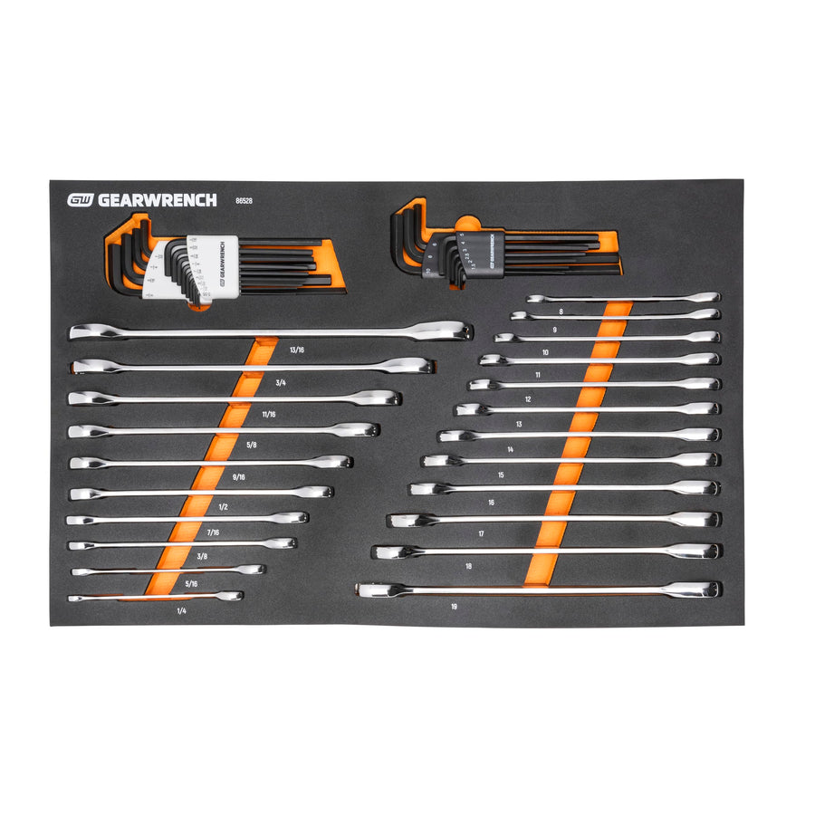 90-Tooth GEARWRENCH 44 Piece SAE/Metric Ratcheting Wrench and Hex Key Set - 86528