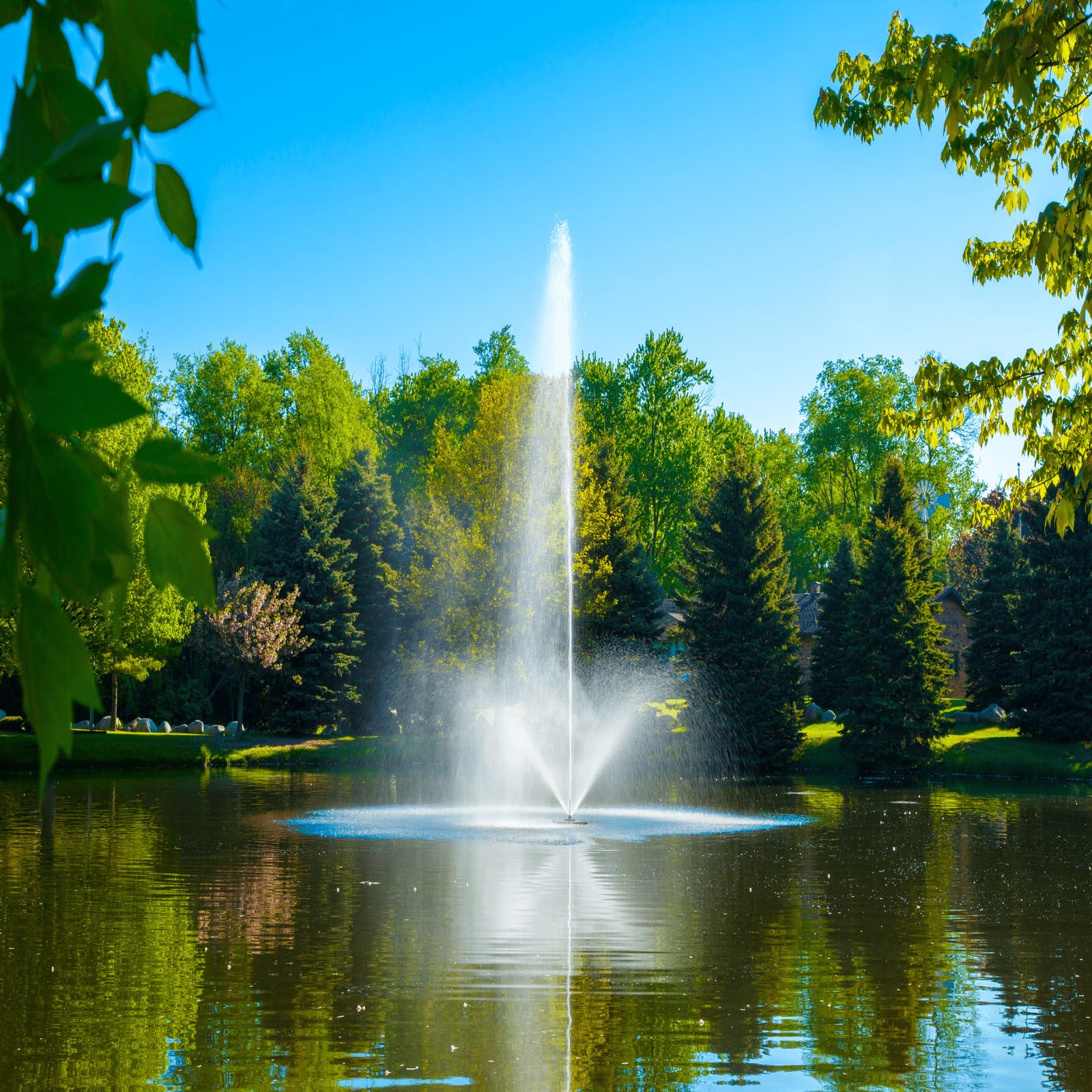 Scott Aerator Fountain Skyward - 1/2 HP 230V Pond Aerator with 70 ft. Electric Cord | Aerating for Lakes & Ponds | Maintenance Free Stainless Steel